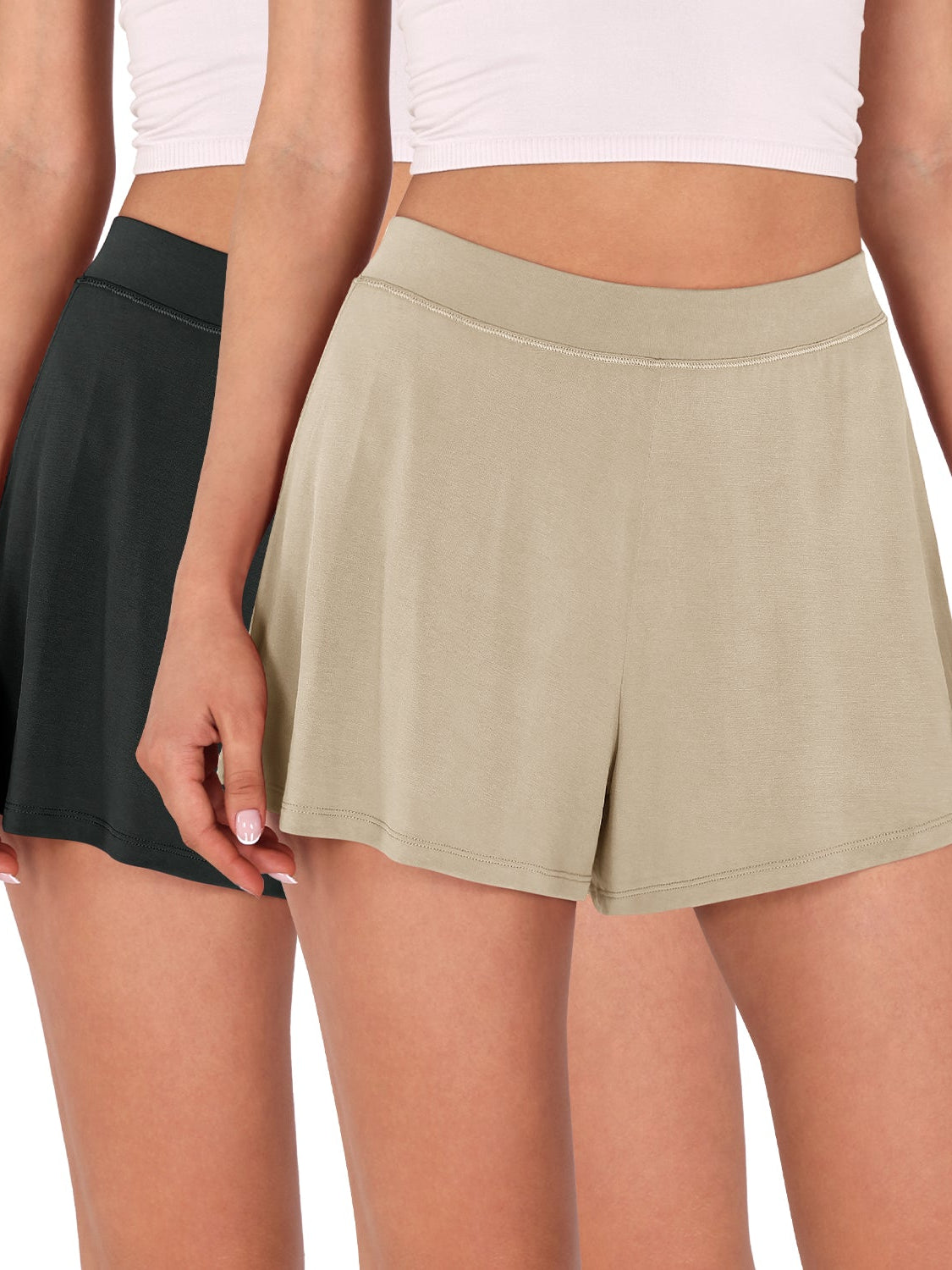 2 Pack Modal Soft Lounge Shorts Black+Abalone - ododos