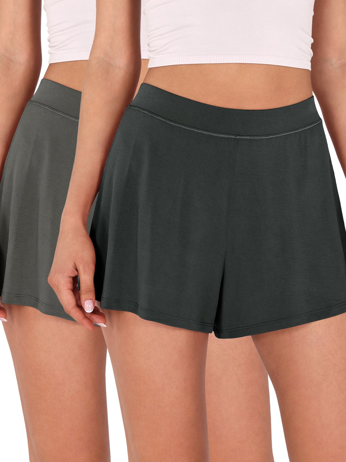 2 Pack Modal Soft Lounge Shorts Black+Charcoal - ododos