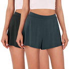 2 Pack Modal Soft Lounge Shorts Black+Deep Teal - ododos