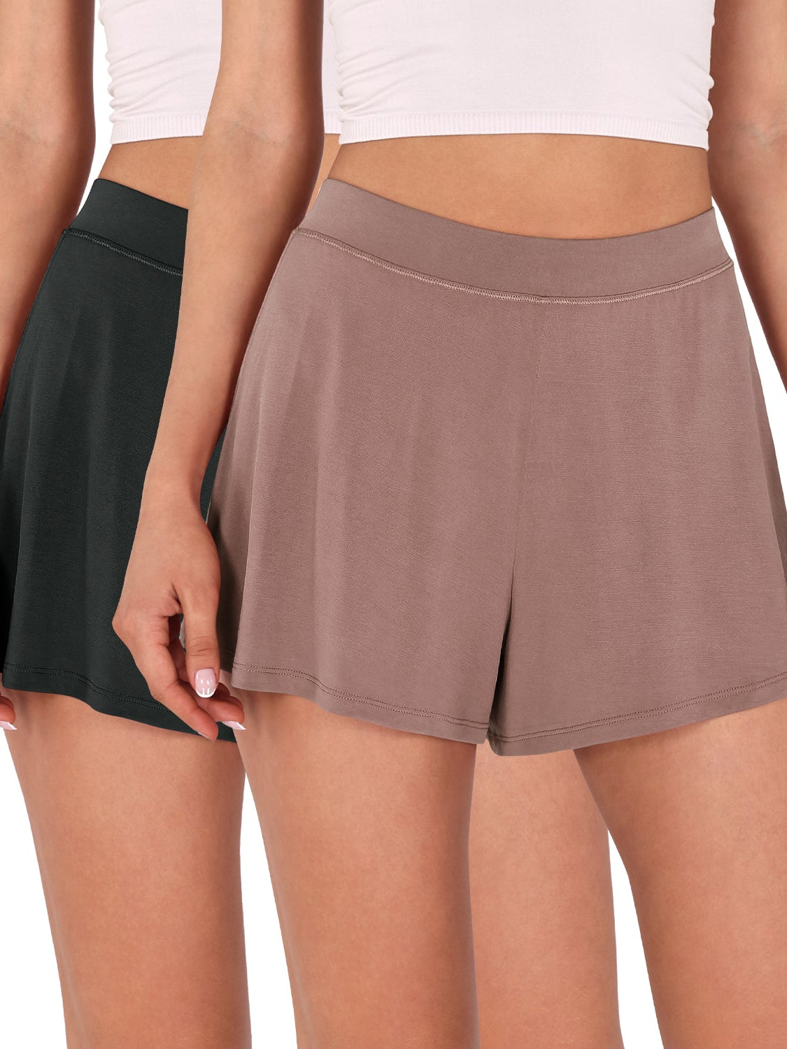 2 Pack Modal Soft Lounge Shorts Black+Dusty Rose - ododos