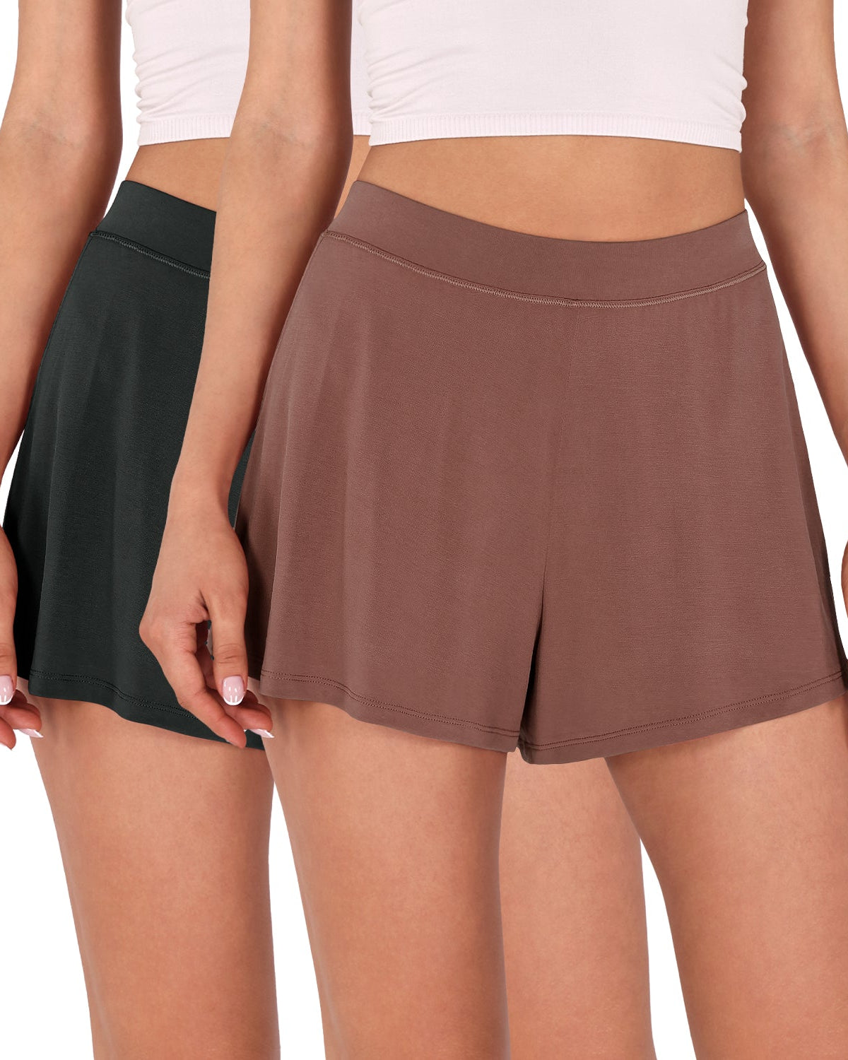 2 Pack Modal Soft Lounge Shorts Black+Sangria - ododos