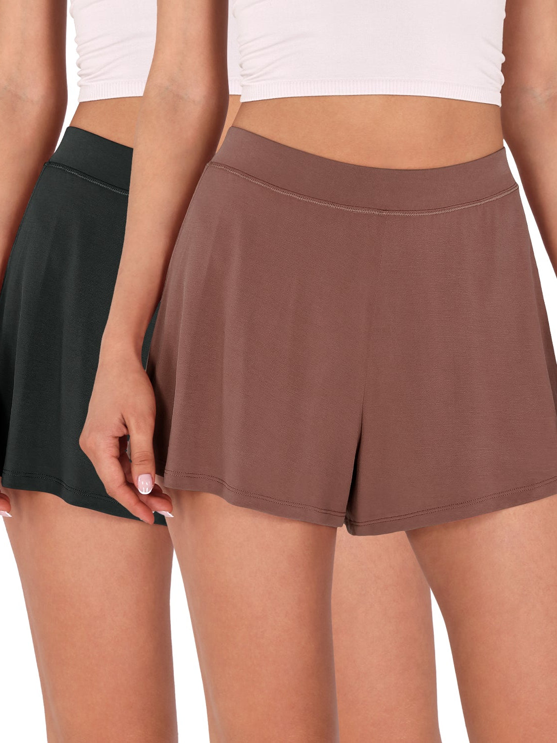2 Pack Modal Soft Lounge Shorts Black+Sangria - ododos
