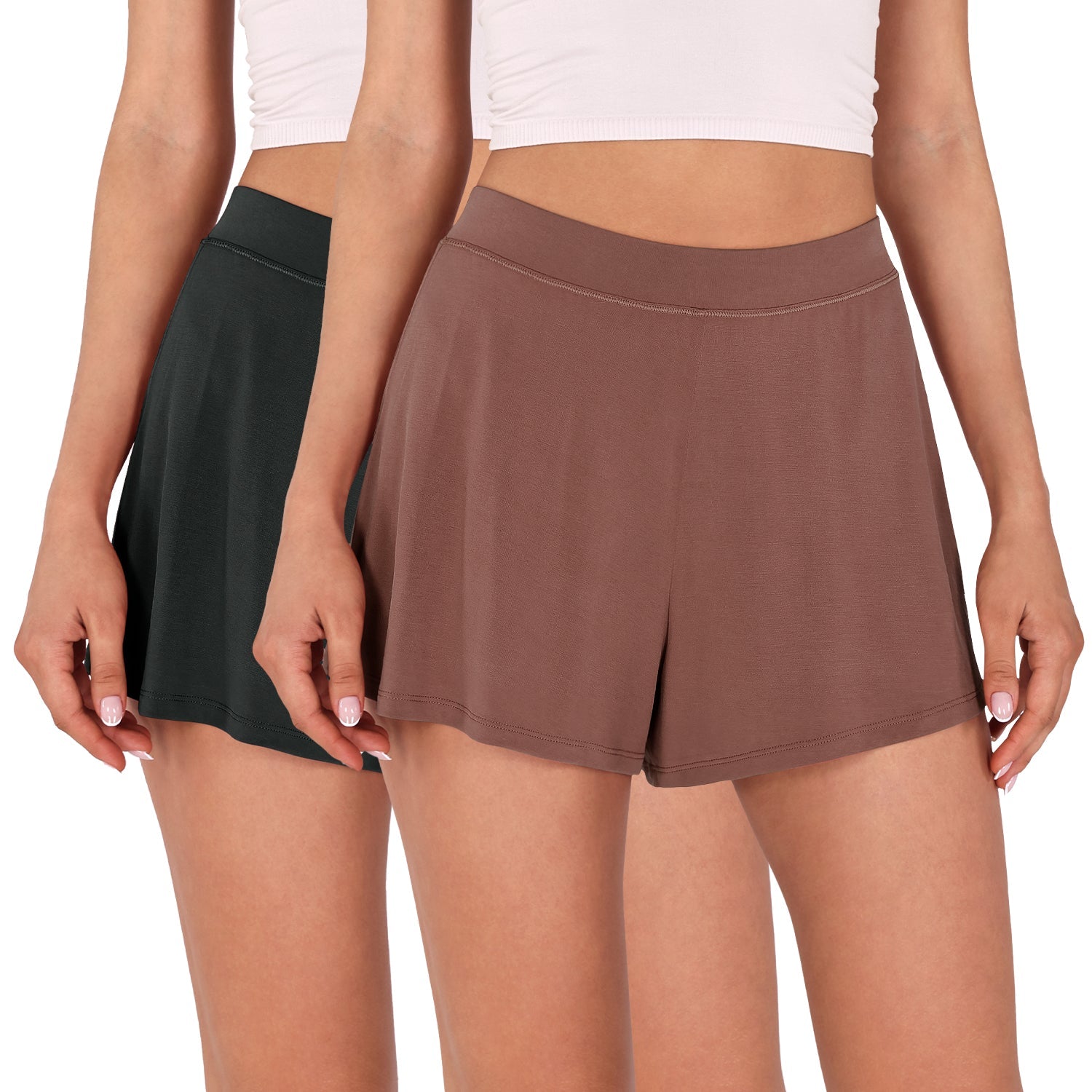 2 Pack Modal Soft Lounge Shorts Black+Sangria - ododos