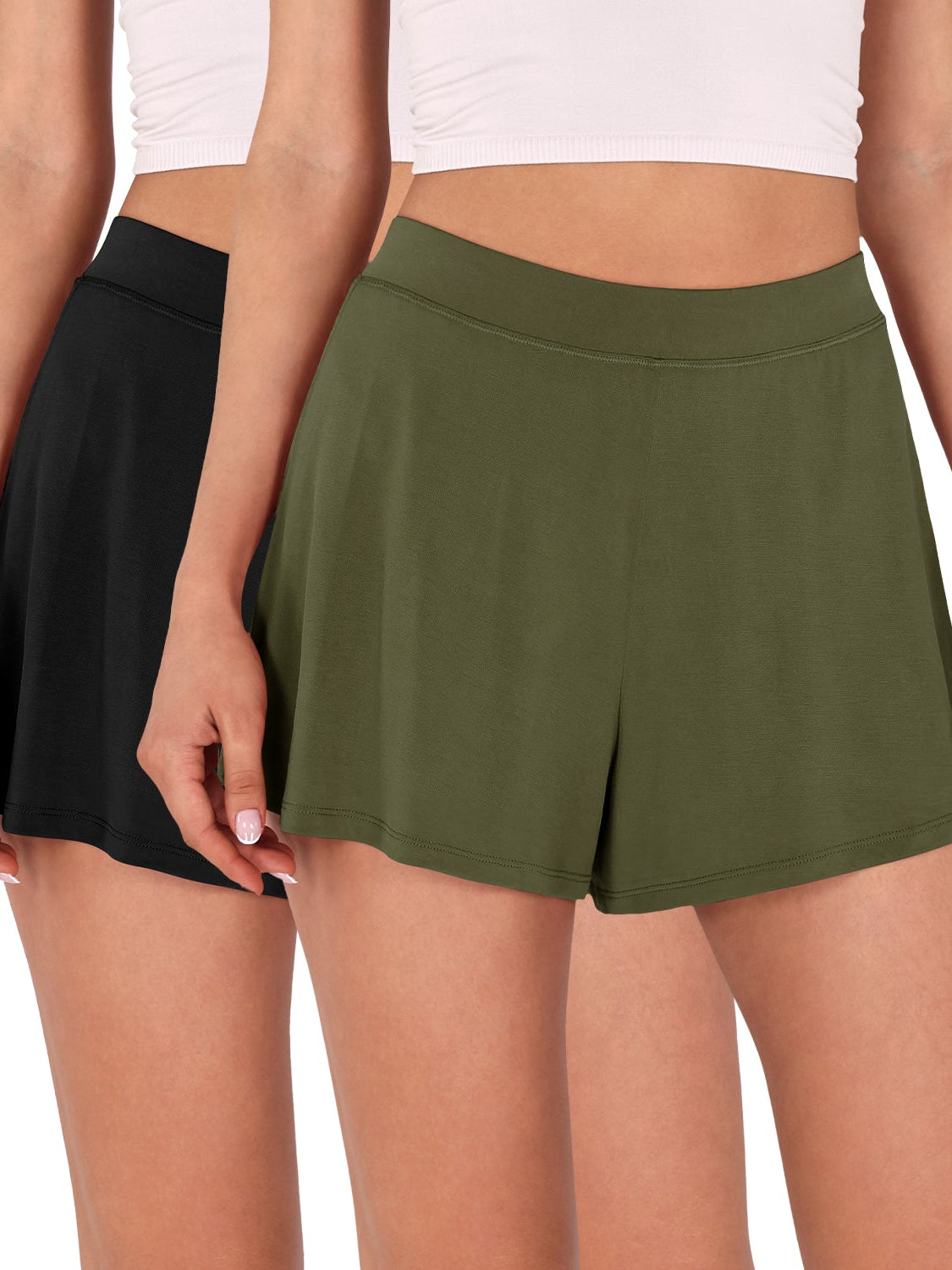 2 Pack Modal Soft Lounge Shorts Black+Army - ododos