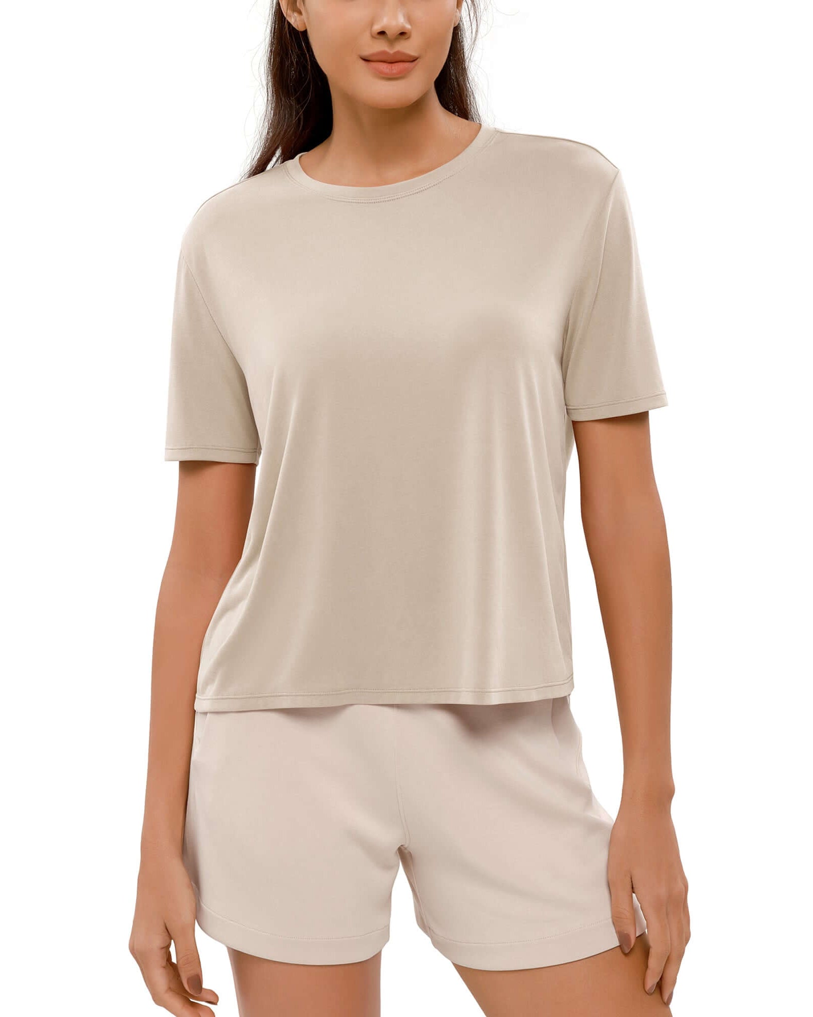 Modal Soft Crew Neck Short Sleeve Shirts - ododos