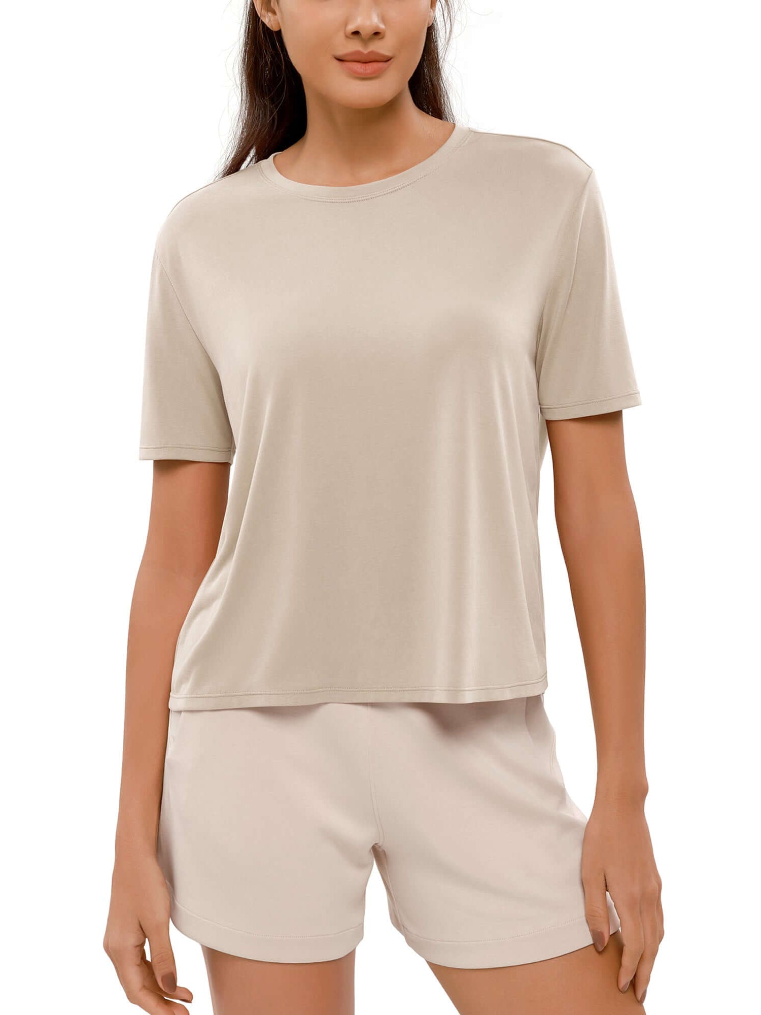 Modal Soft Crew Neck Short Sleeve Shirts - ododos