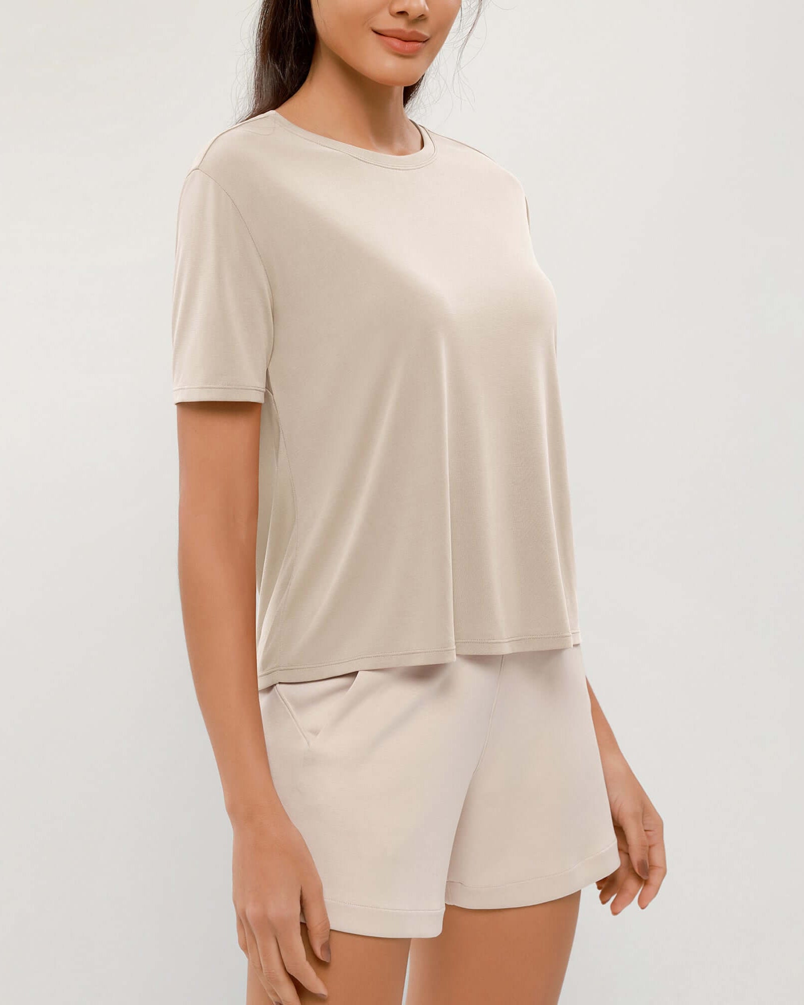 Modal Soft Crew Neck Short Sleeve Shirts - ododos