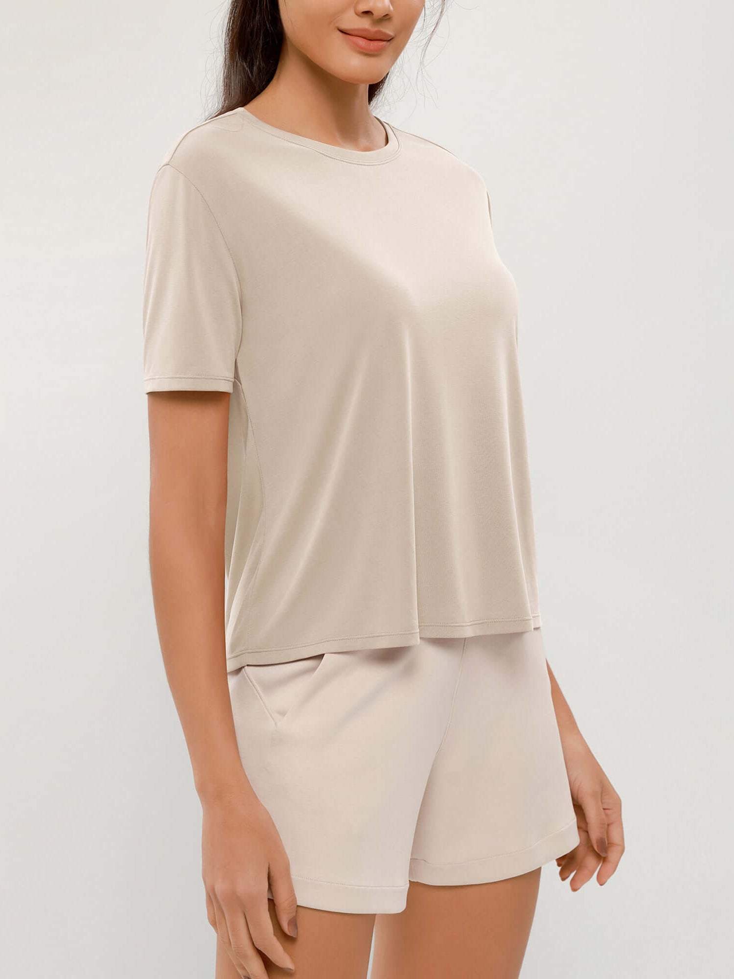 Modal Soft Crew Neck Short Sleeve Shirts - ododos