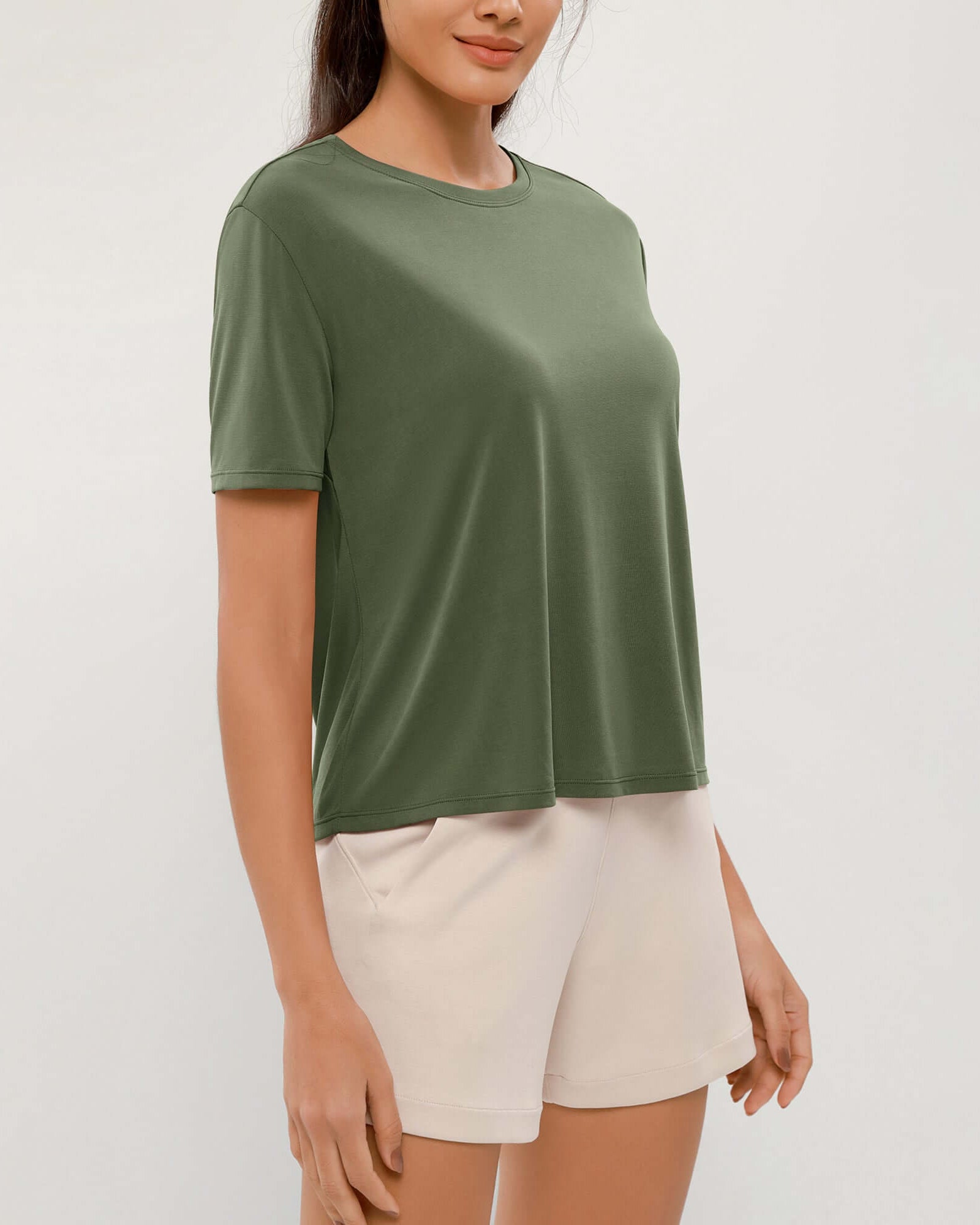 Modal Soft Crew Neck Short Sleeve Shirts - ododos