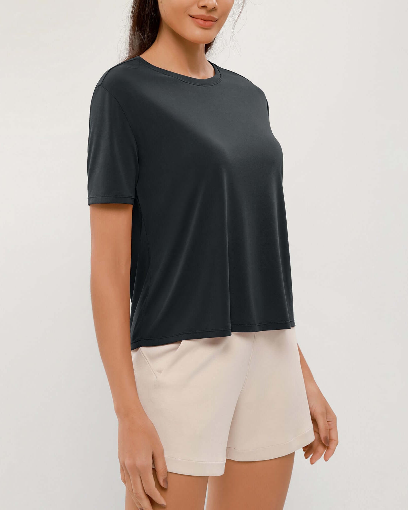 Modal Soft Crew Neck Short Sleeve Shirts - ododos