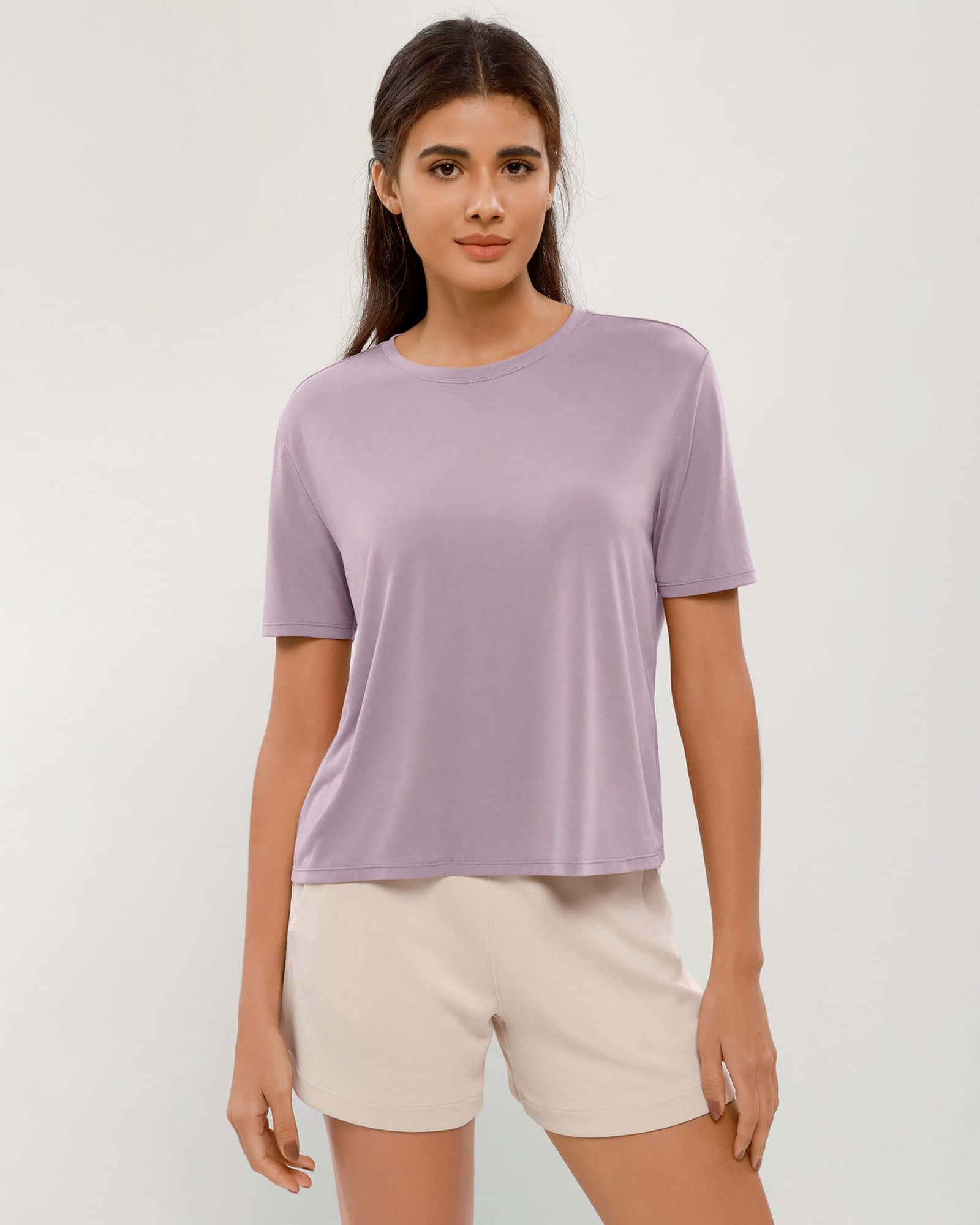 Modal Soft Crew Neck Short Sleeve Shirts - ododos