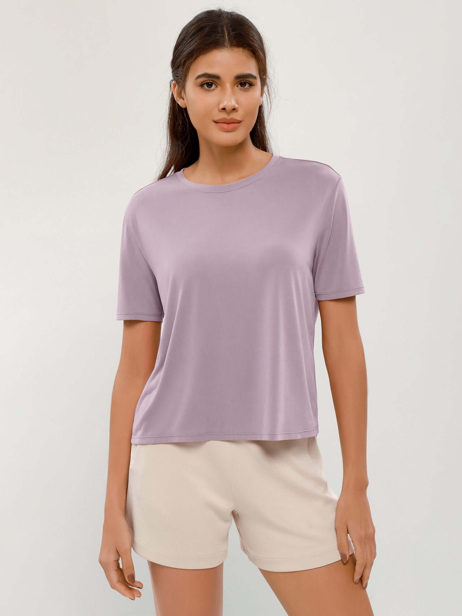 Modal Soft Crew Neck Short Sleeve Shirts - ododos
