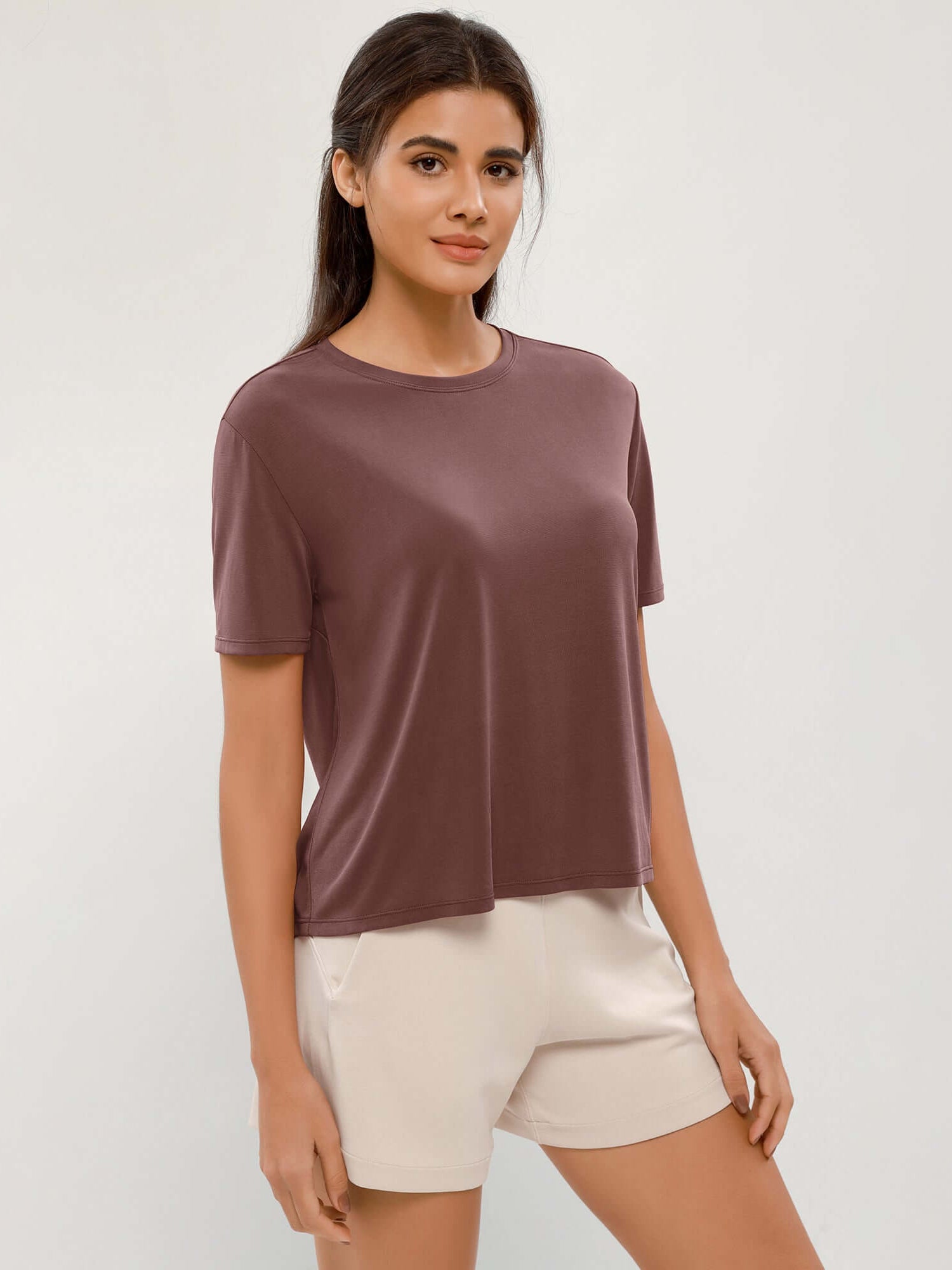Modal Soft Crew Neck Short Sleeve Shirts - ododos