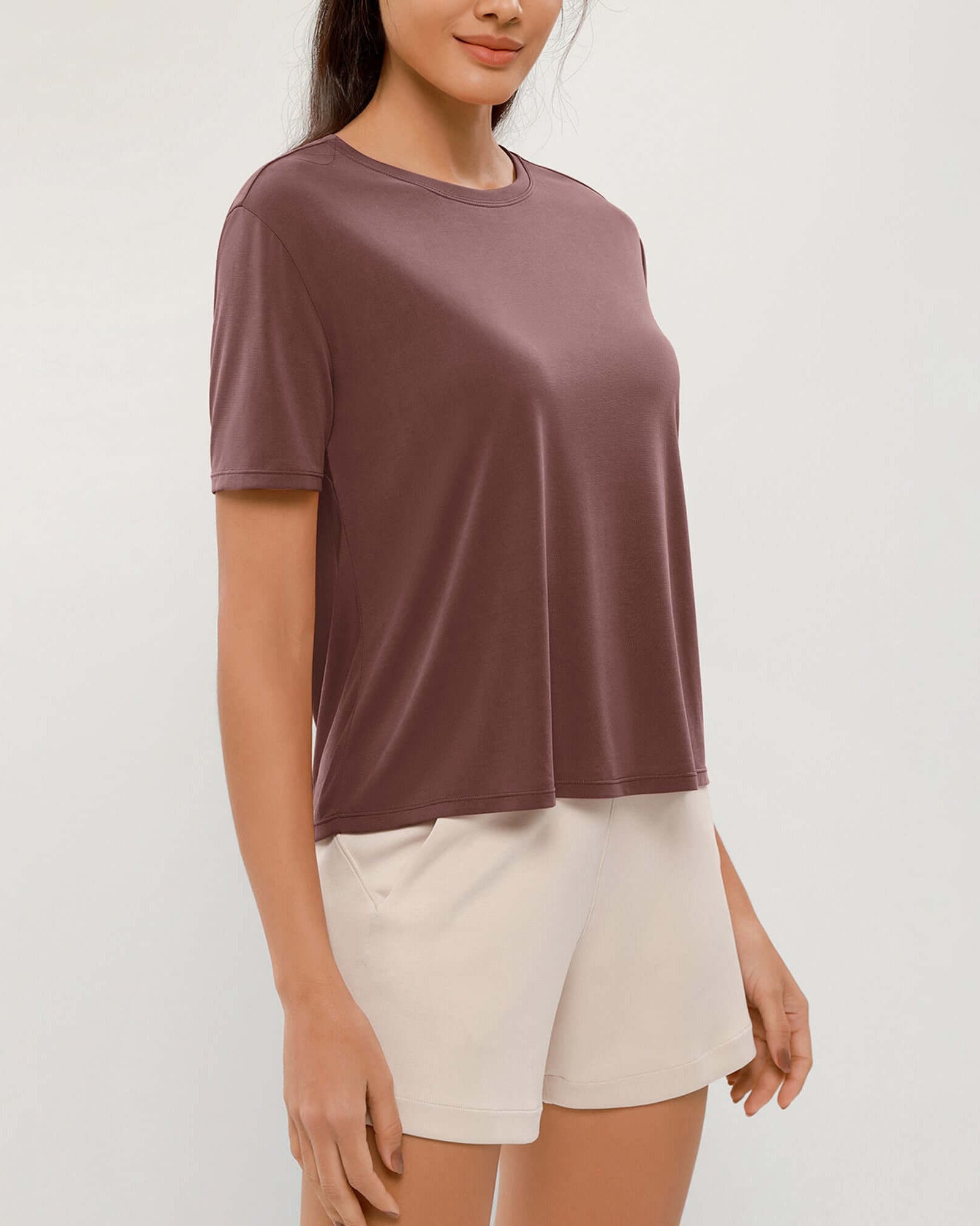 Modal Soft Crew Neck Short Sleeve Shirts - ododos