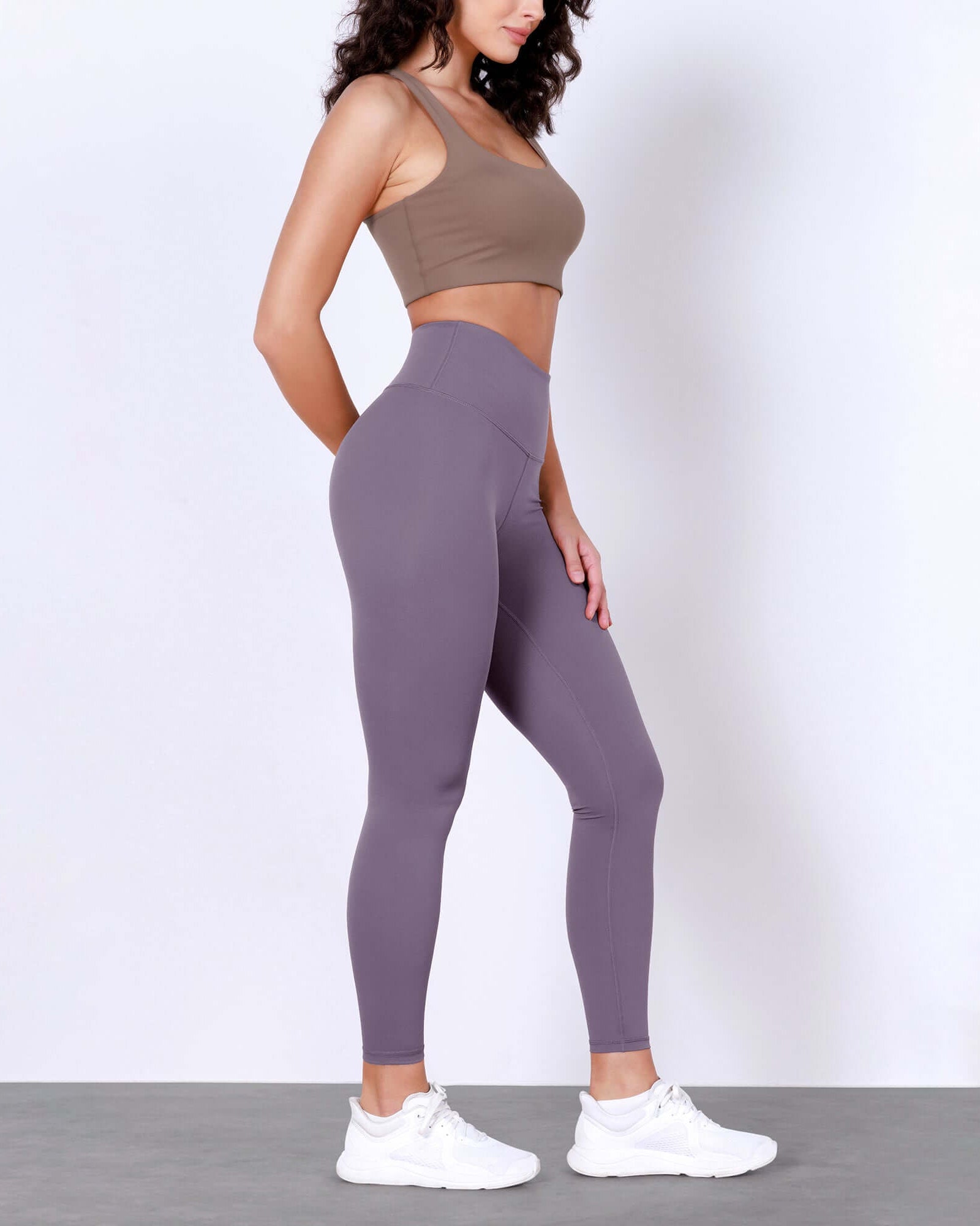 25 Body-Hugging Workout Leggings with Back Pocket Ash Violet - ododos