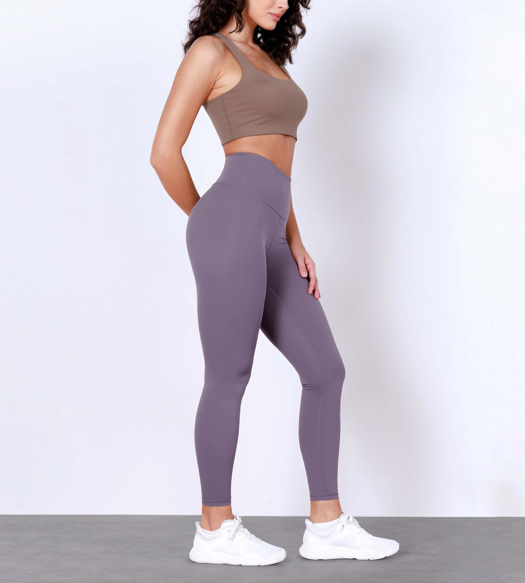 25 Body-Hugging Workout Leggings with Back Pocket Ash Violet - ododos