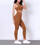 25 Body-Hugging Workout Leggings with Back Pocket Caramel - ododos