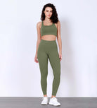 25 Body-Hugging Workout Leggings with Back Pocket Dark Olive - ododos