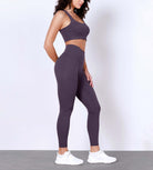 25 Body-Hugging Workout Leggings with Back Pocket Dark Purple - ododos