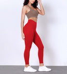 25 Body-Hugging Workout Leggings with Back Pocket Red - ododos
