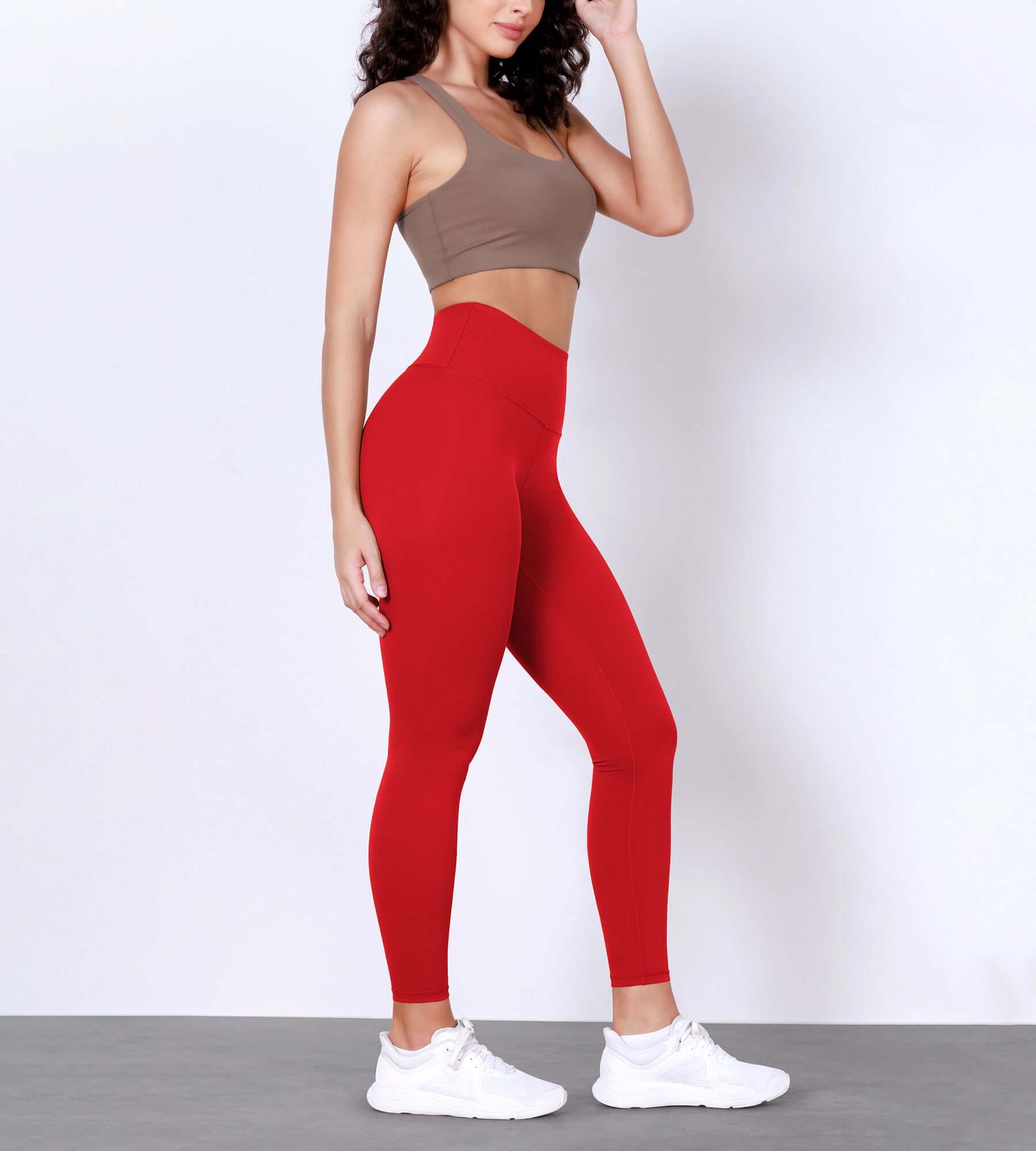 25 Body-Hugging Workout Leggings with Back Pocket Red - ododos