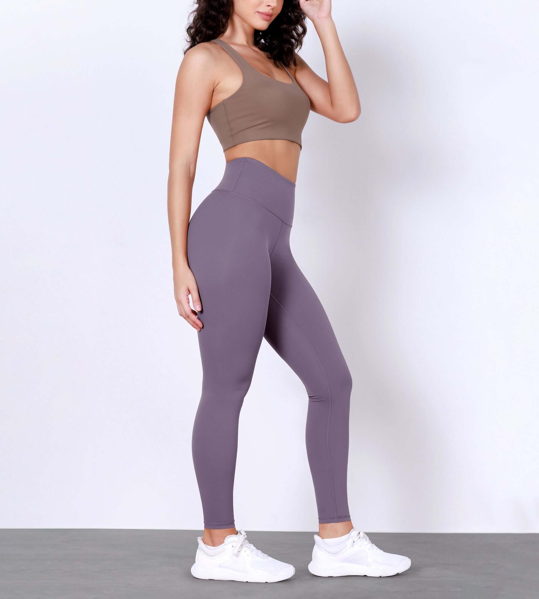 28 Odlex Body-Hugging Workout Leggings with Back Pocket Ash Violet - ododos