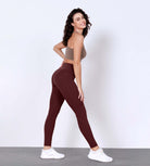 28 Odlex Body-Hugging Workout Leggings with Back Pocket Burgundy - ododos