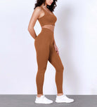 28 Odlex Body-Hugging Workout Leggings with Back Pocket Caramel - ododos