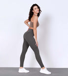 28 Odlex Body-Hugging Workout Leggings with Back Pocket Charcoal - ododos