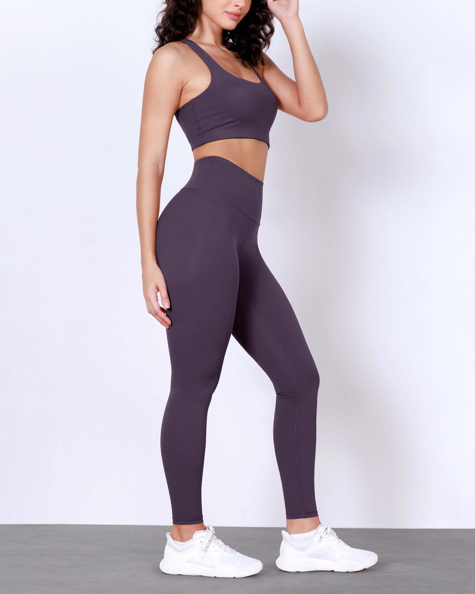 28 Odlex Body-Hugging Workout Leggings with Back Pocket Dark Purple - ododos