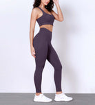 28 Odlex Body-Hugging Workout Leggings with Back Pocket Dark Purple - ododos