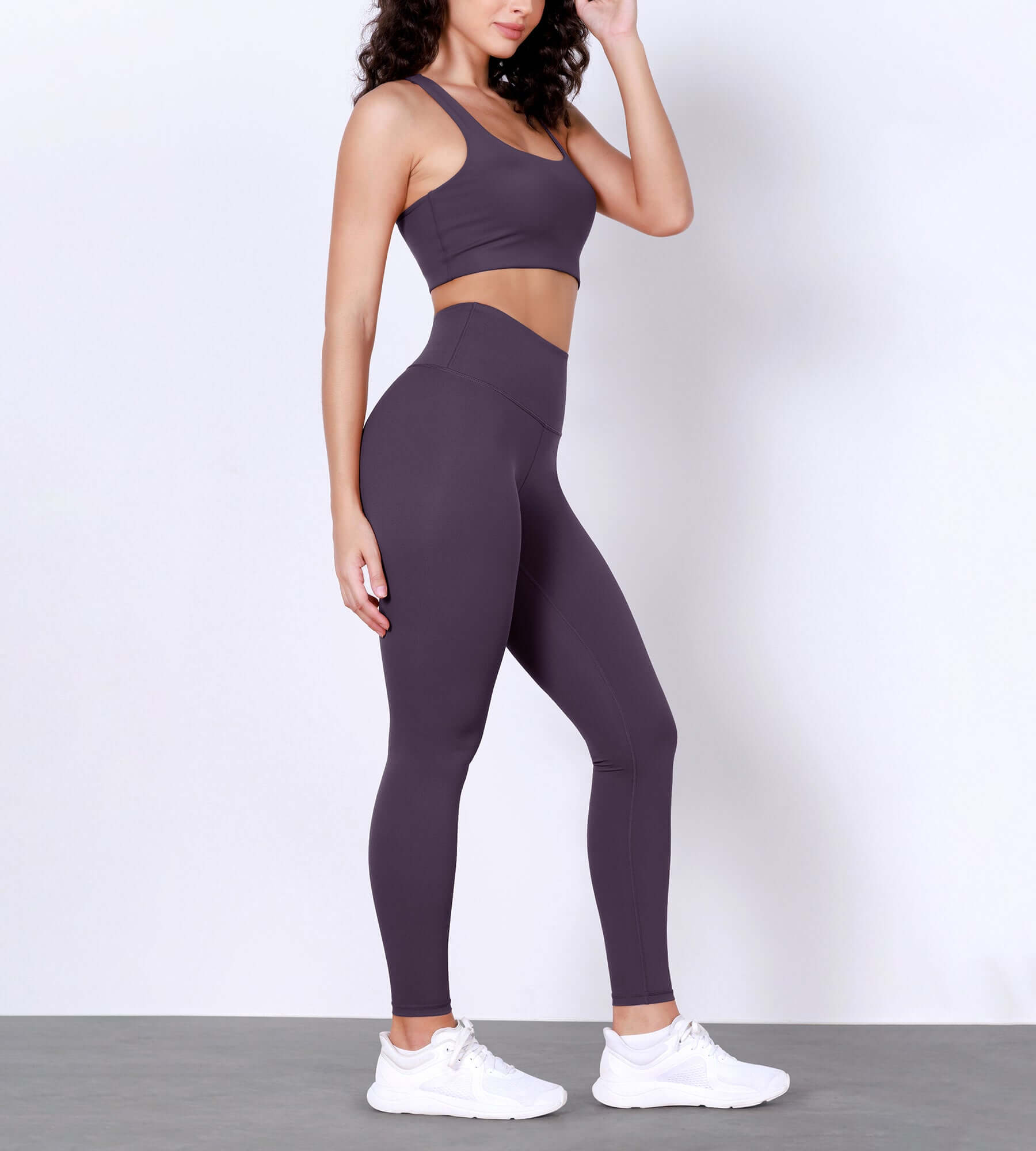 28 Odlex Body-Hugging Workout Leggings with Back Pocket Dark Purple - ododos
