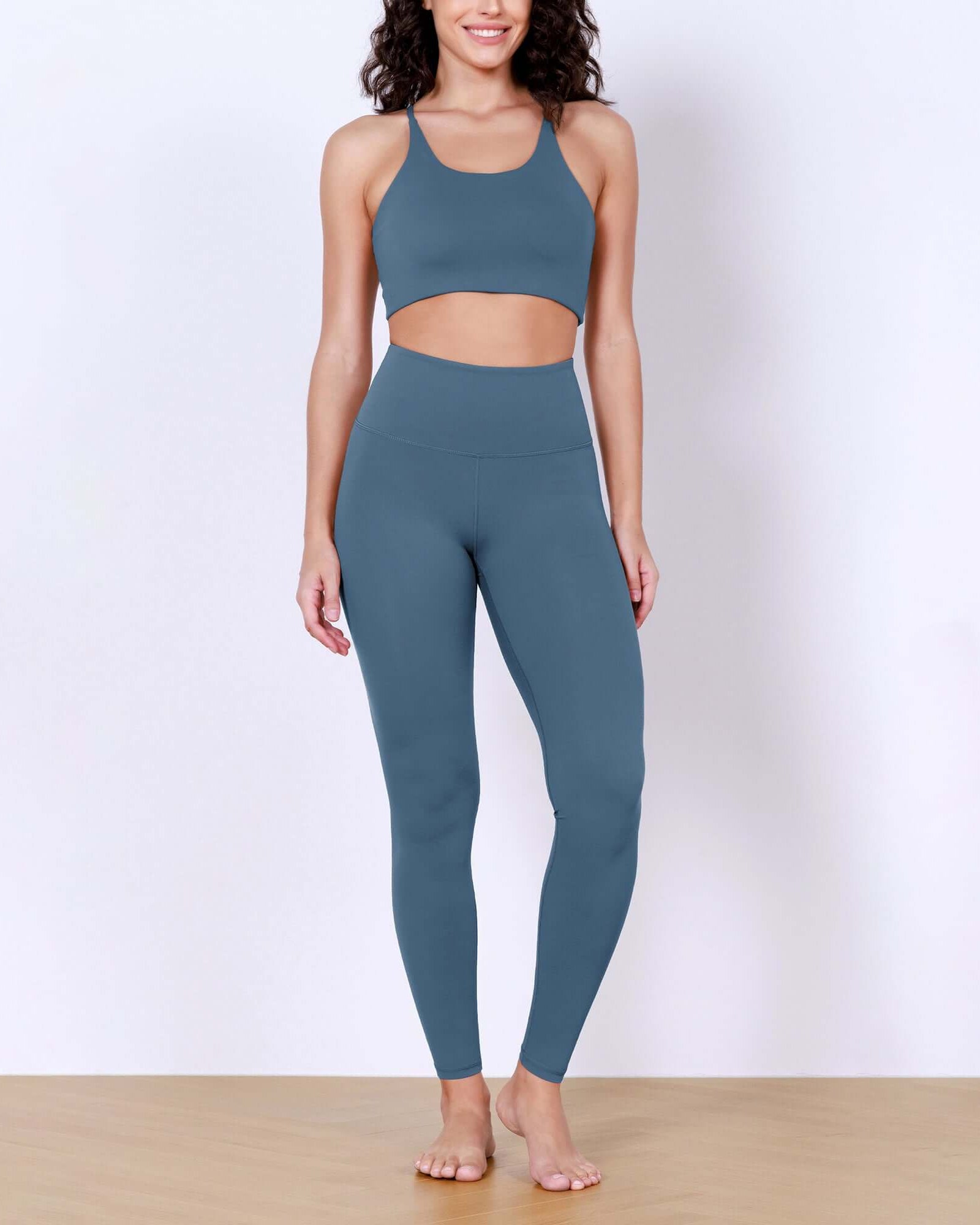 28 Odlex Body-Hugging Workout Leggings with Back Pocket Ink Blue - ododos