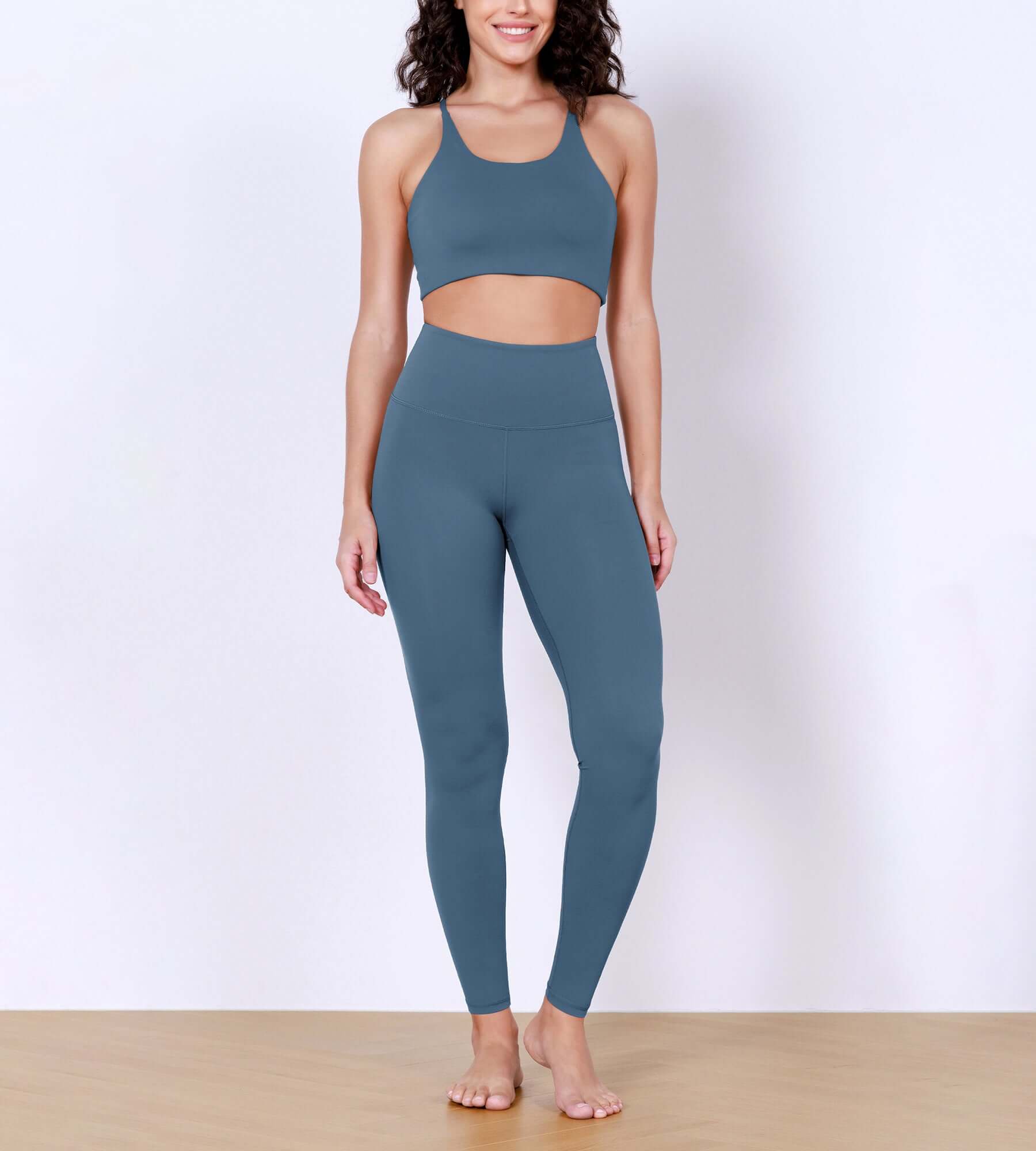 28 Odlex Body-Hugging Workout Leggings with Back Pocket Ink Blue - ododos