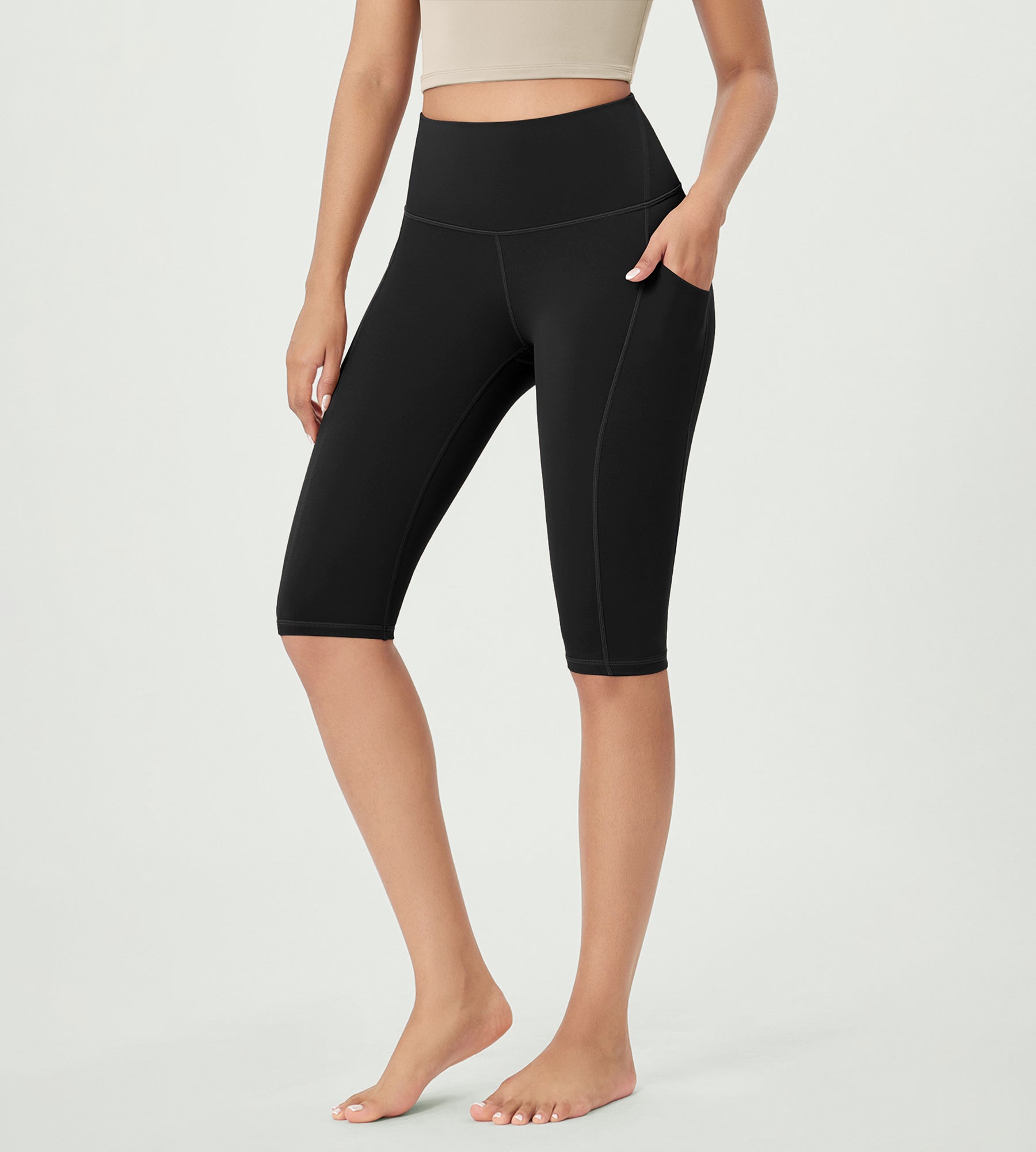 14 ODLEX High Waist Workout Yoga Capri Leggings with Pockets Black - ododos