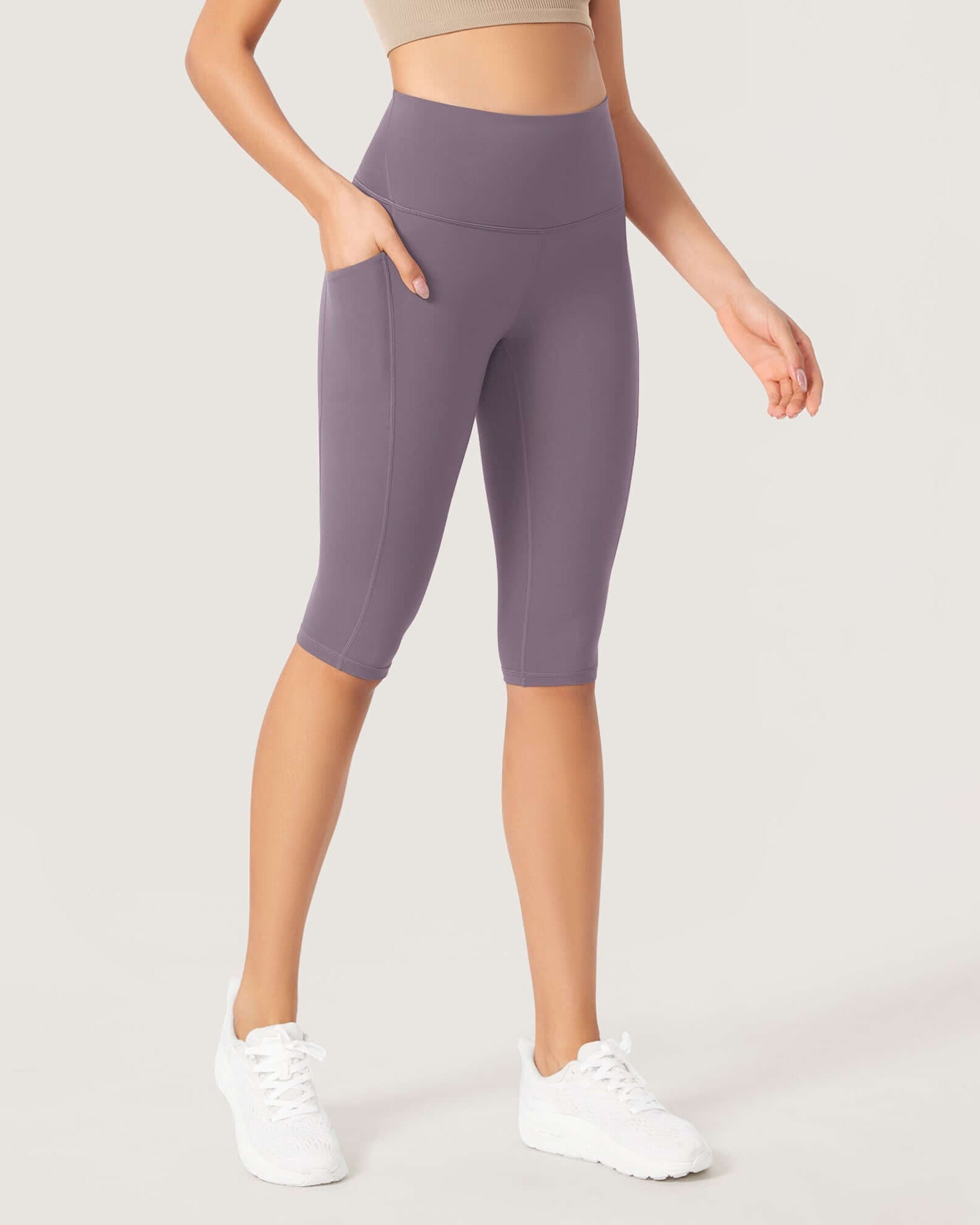ODLEX 2-Pack 14 High Waist Workout Capris with Pockets - ododos