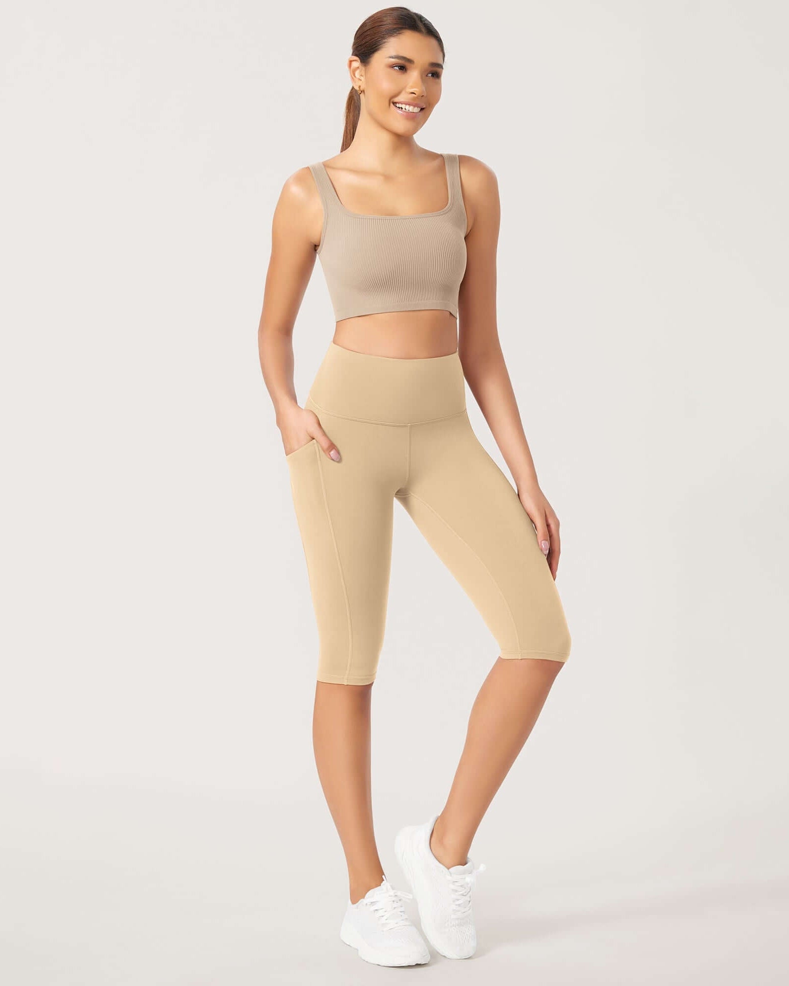 ODLEX 2-Pack 14 High Waist Workout Capris with Pockets - ododos