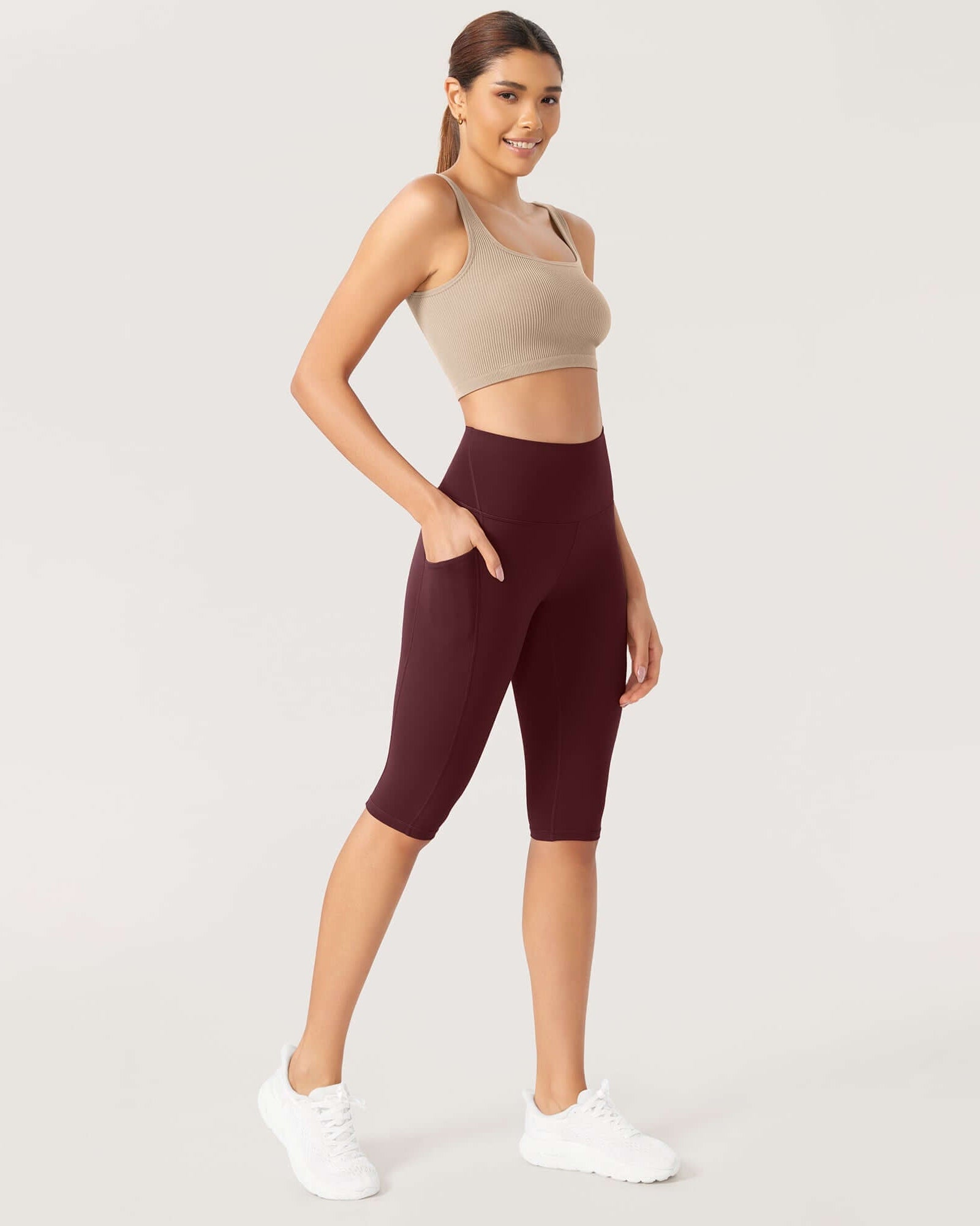 ODLEX 2-Pack 14 High Waist Workout Capris with Pockets - ododos