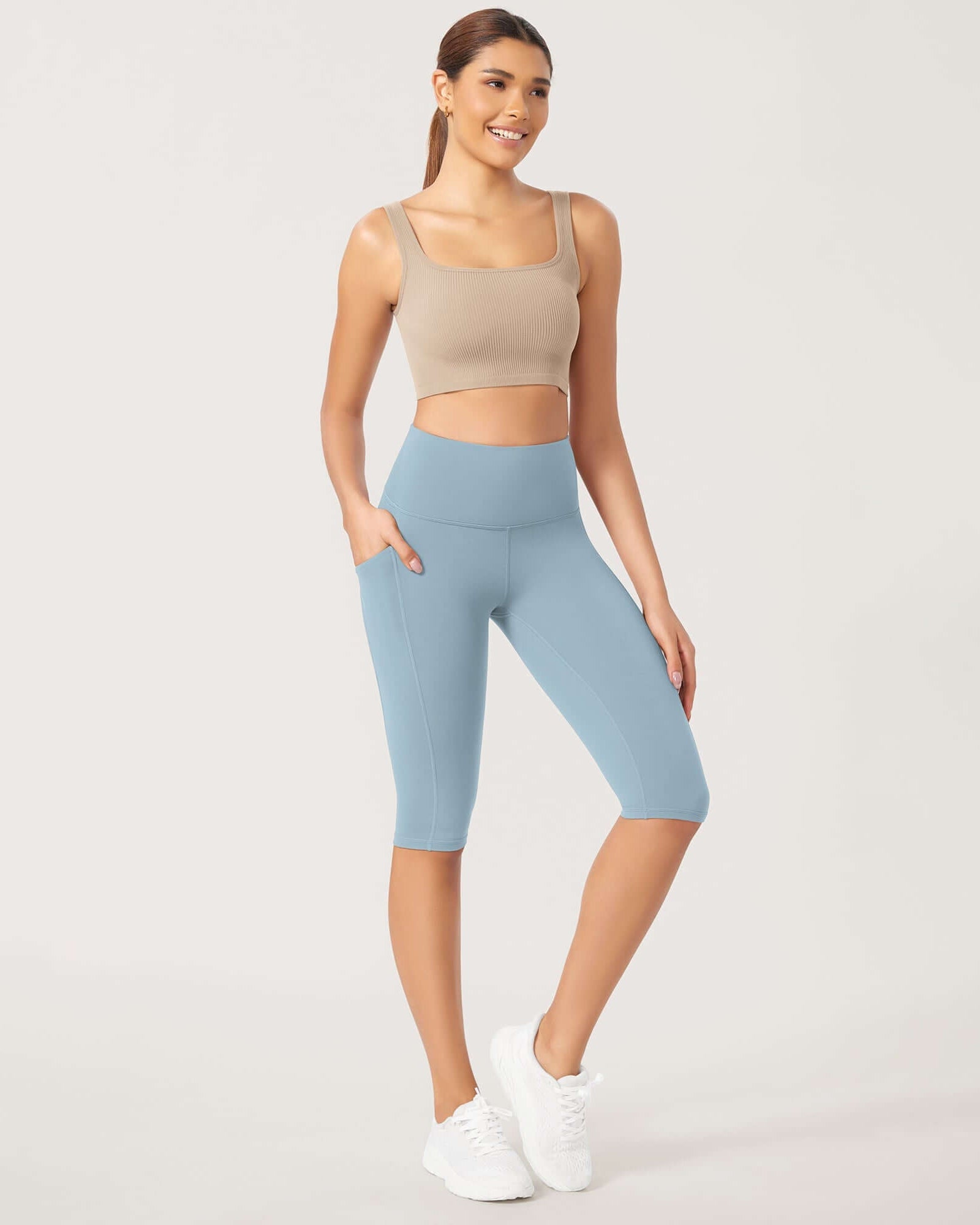 ODLEX 2-Pack 14 High Waist Workout Capris with Pockets - ododos