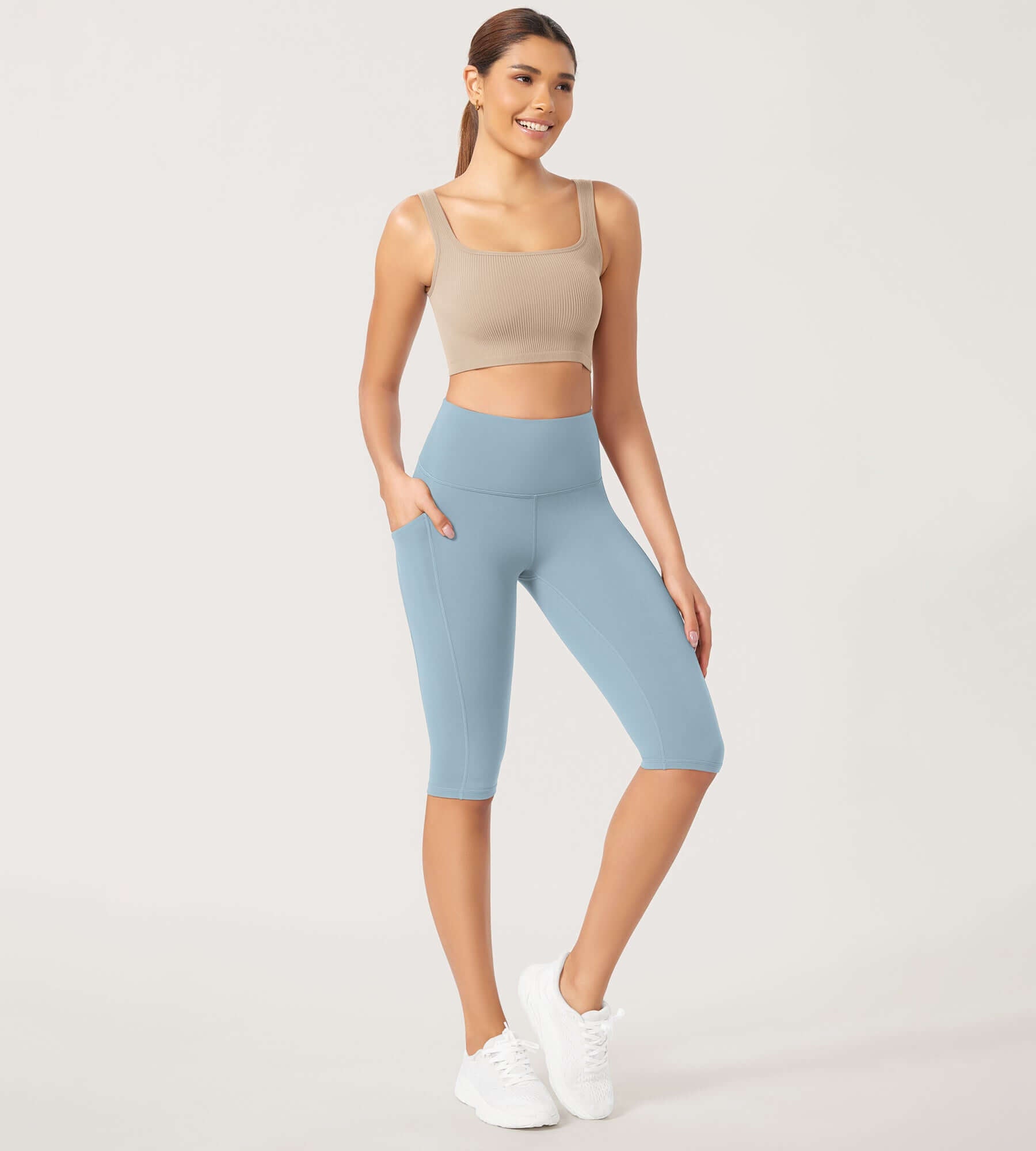 ODLEX 2-Pack 14 High Waist Workout Capris with Pockets - ododos