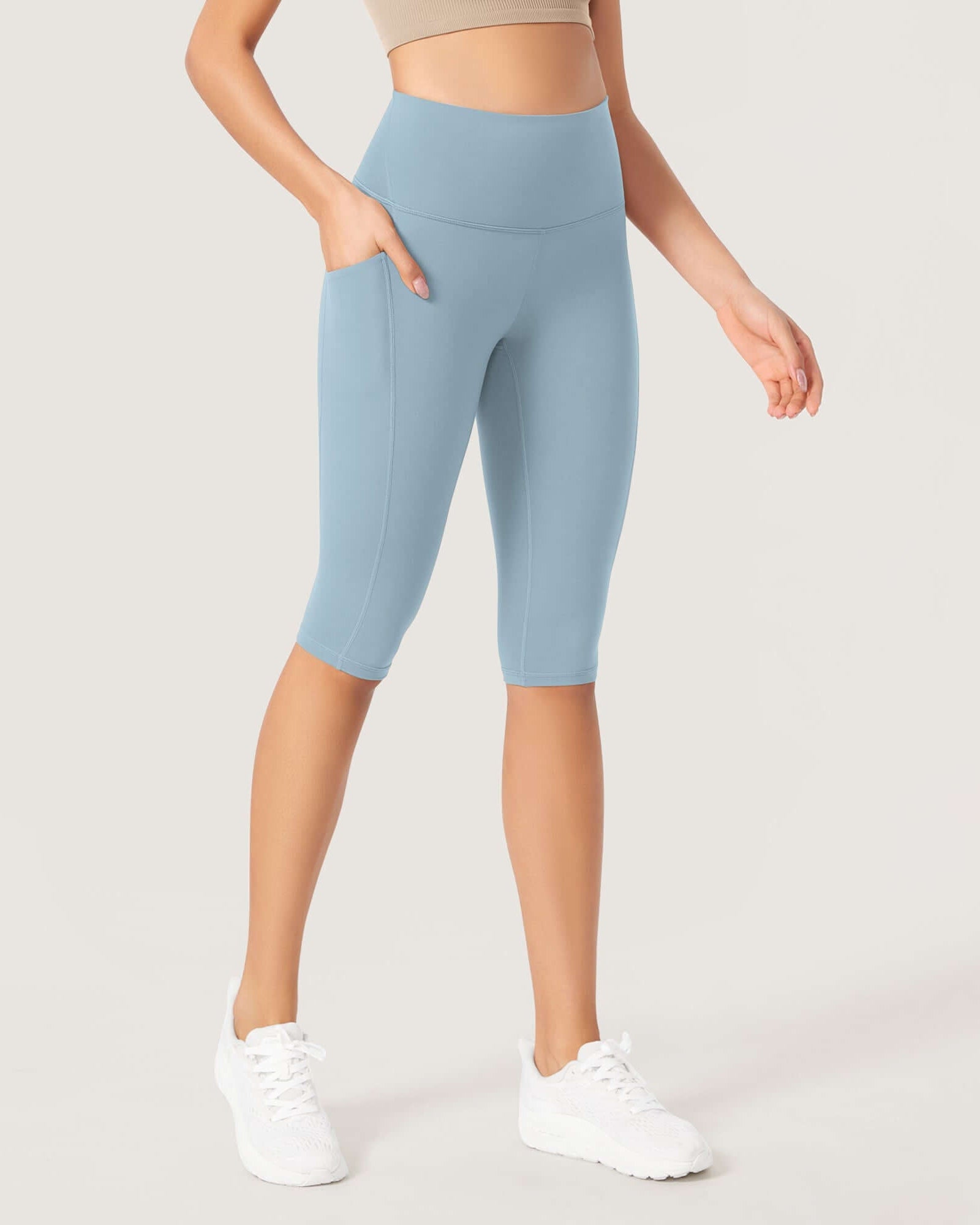 ODLEX 2-Pack 14 High Waist Workout Capris with Pockets - ododos