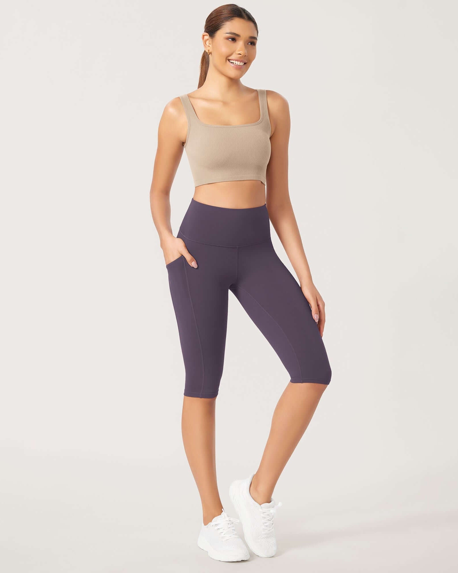 ODLEX 2-Pack 14 High Waist Workout Capris with Pockets - ododos