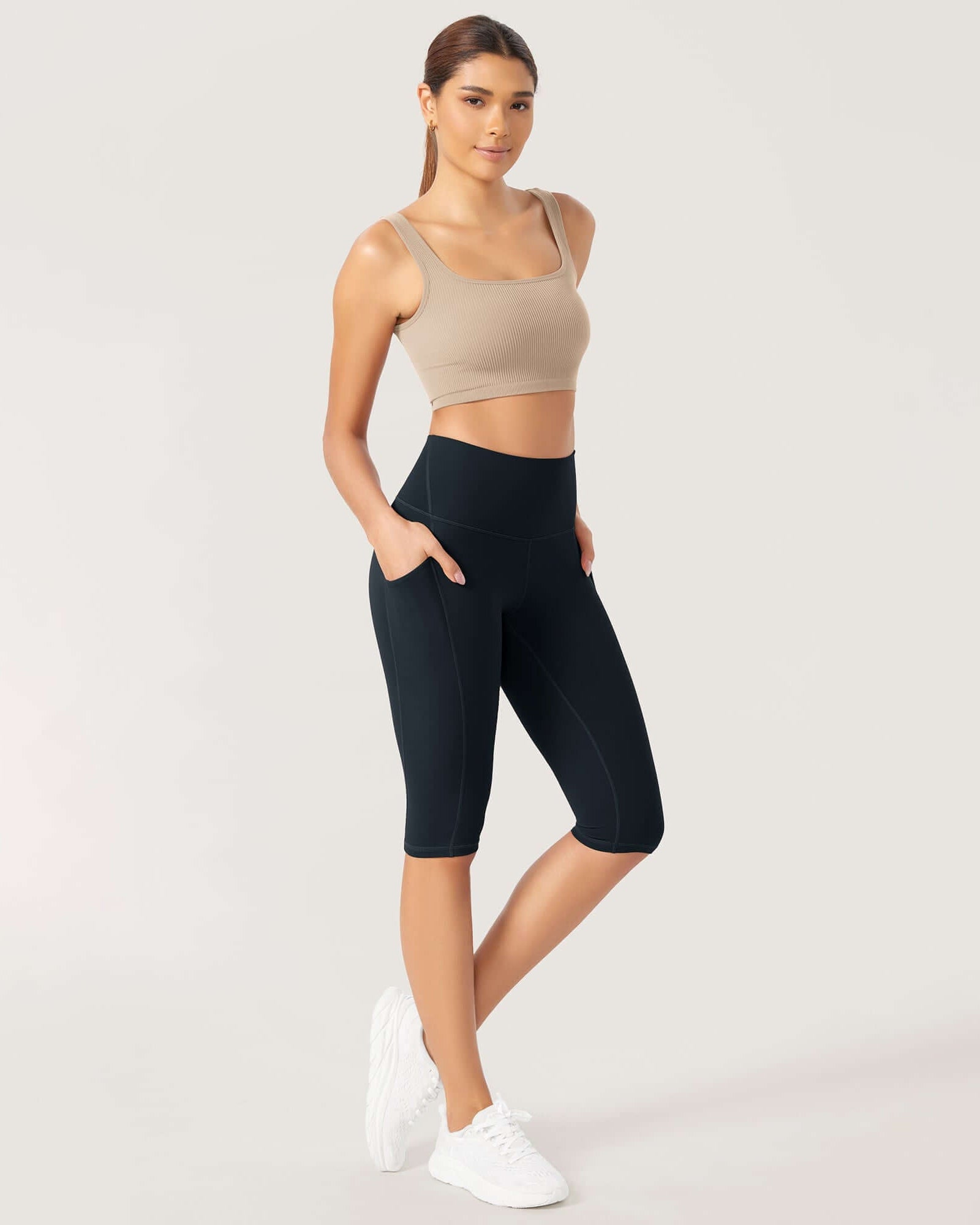 ODLEX 2-Pack 14 High Waist Workout Capris with Pockets - ododos