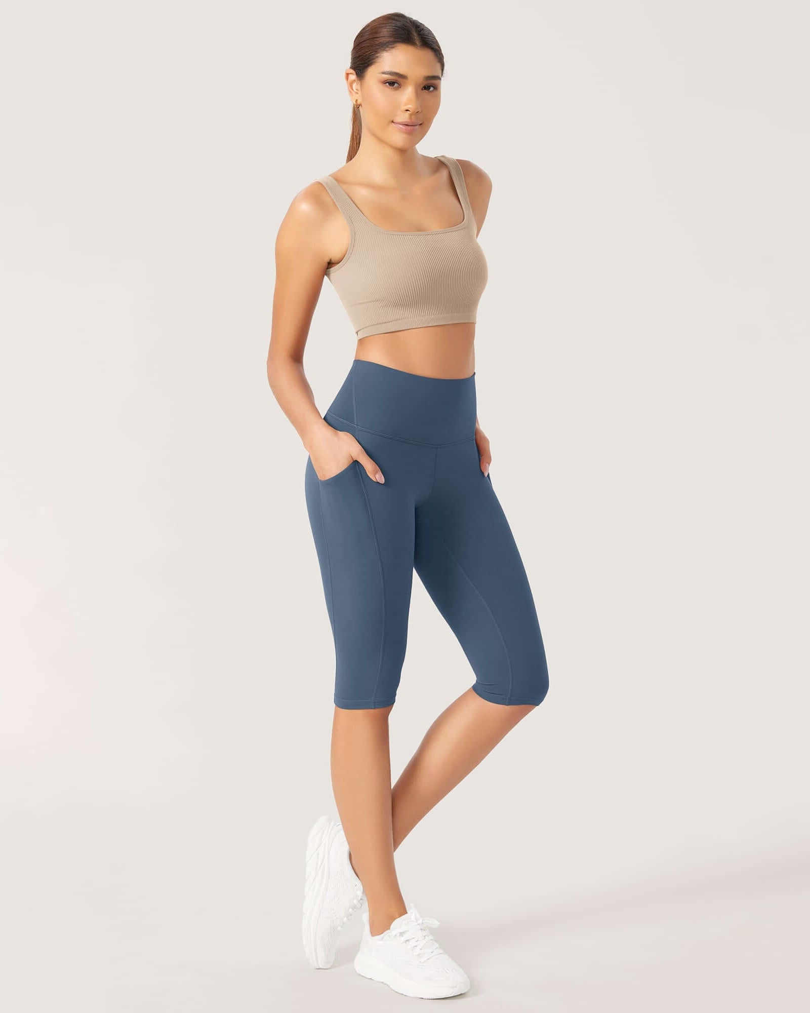 ODLEX 2-Pack 14 High Waist Workout Capris with Pockets - ododos