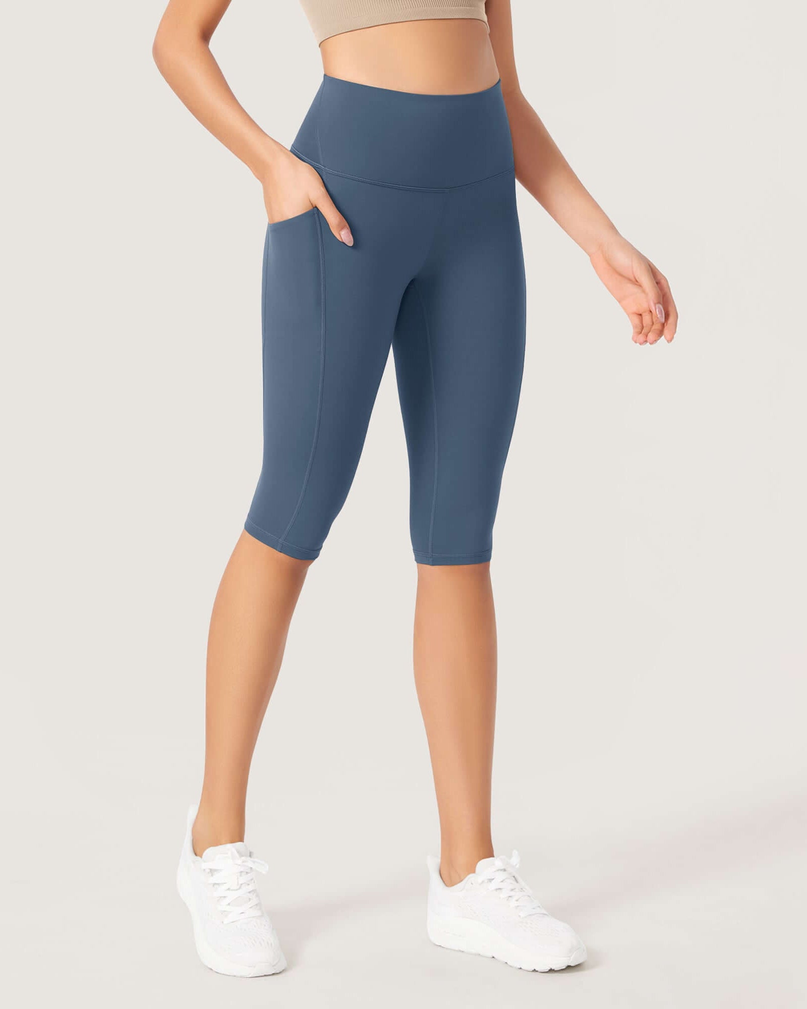 ODLEX 2-Pack 14 High Waist Workout Capris with Pockets - ododos