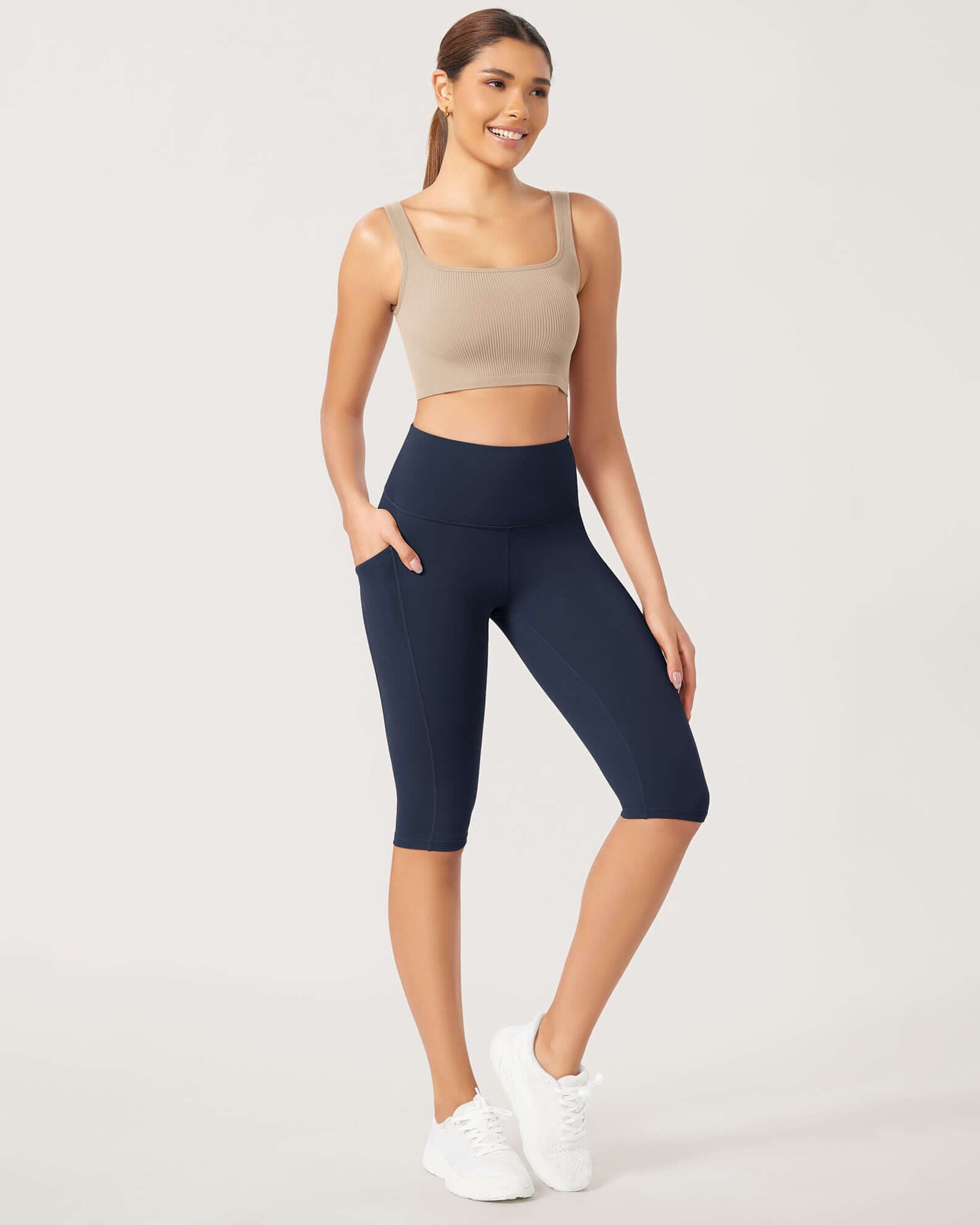 ODLEX 2-Pack 14 High Waist Workout Capris with Pockets - ododos