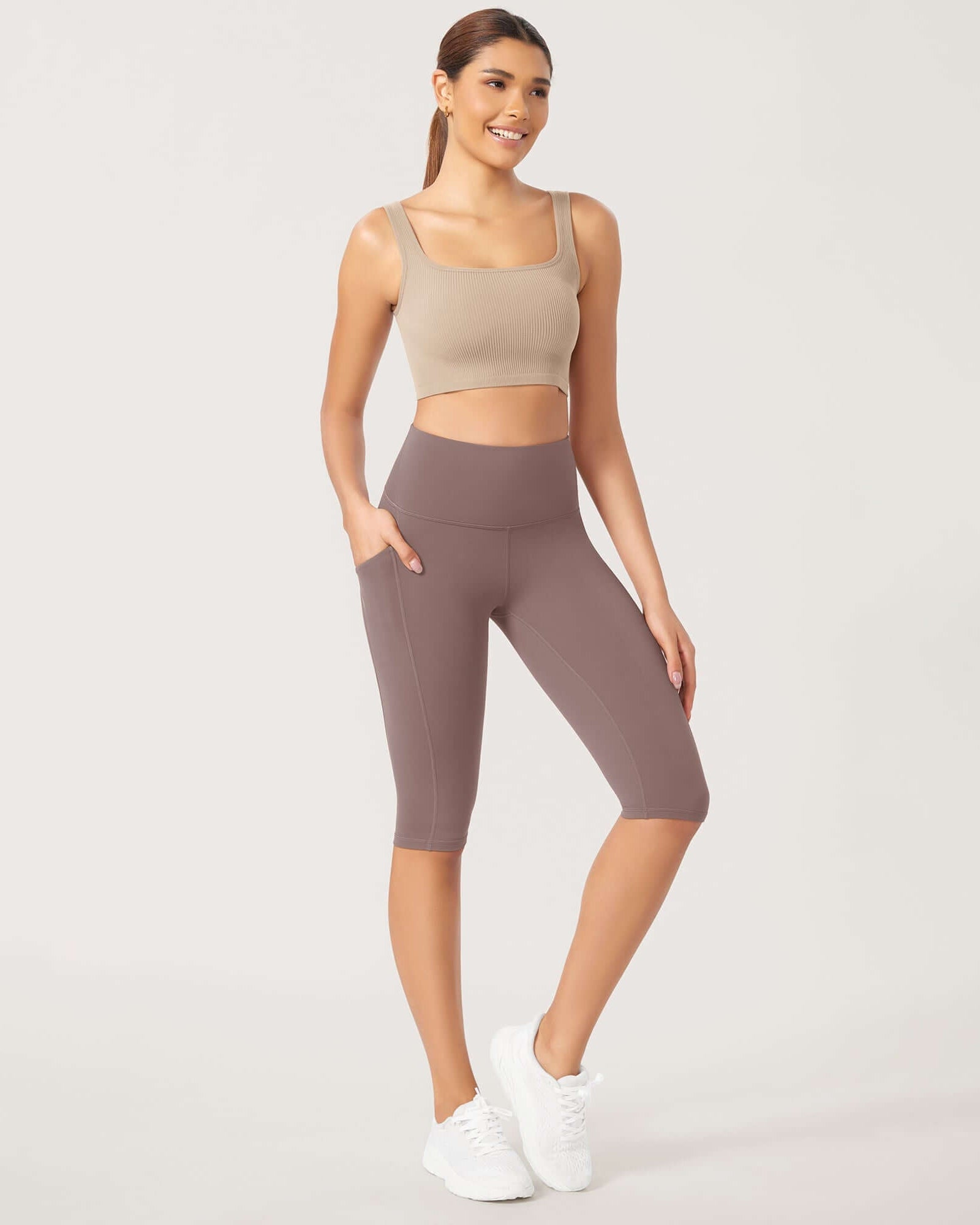 ODLEX 2-Pack 14 High Waist Workout Capris with Pockets - ododos