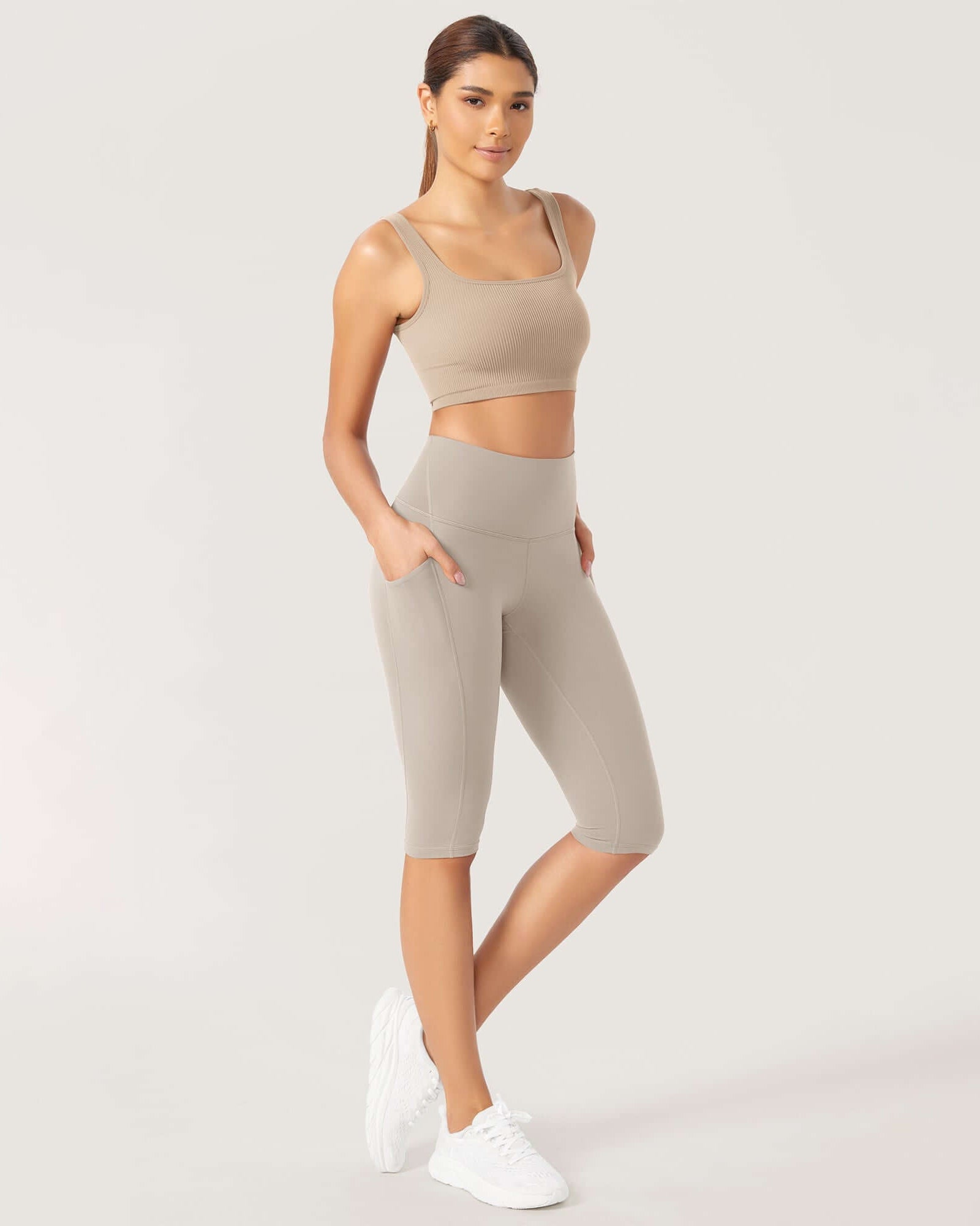 ODLEX 2-Pack 14 High Waist Workout Capris with Pockets - ododos