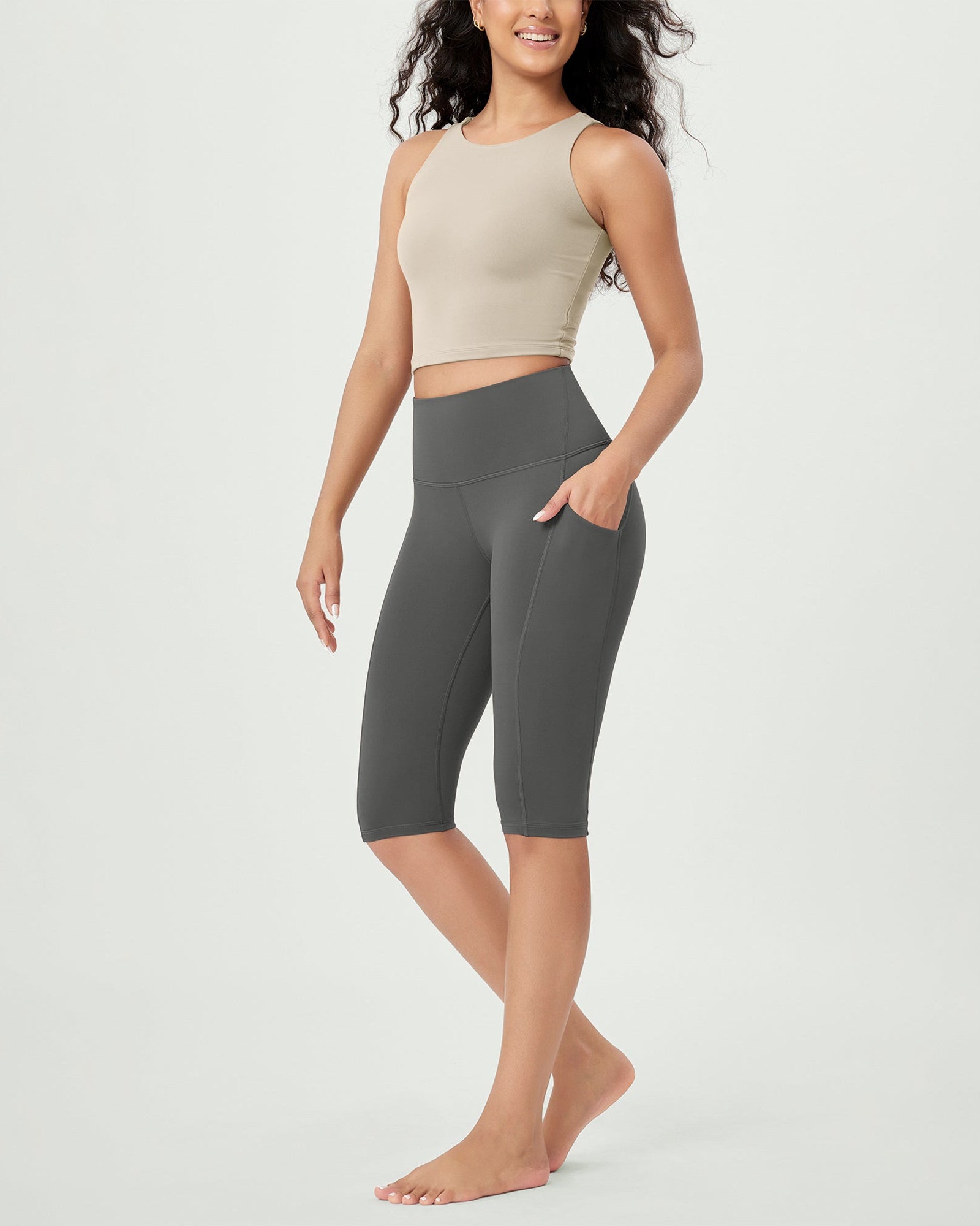 14 ODLEX High Waist Workout Yoga Capri Leggings with Pockets - ododos