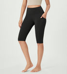 14 ODLEX High Waist Workout Yoga Capri Leggings with Pockets Onyx Black Grey - ododos
